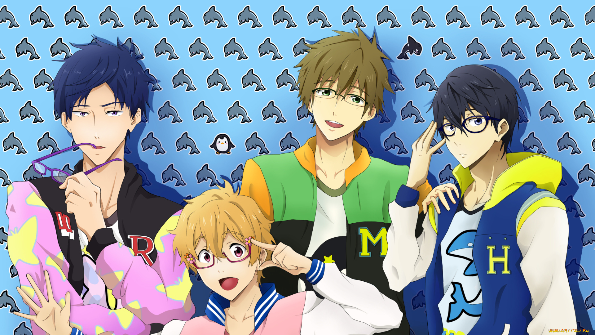 аниме, free, фон, всплеск, парни