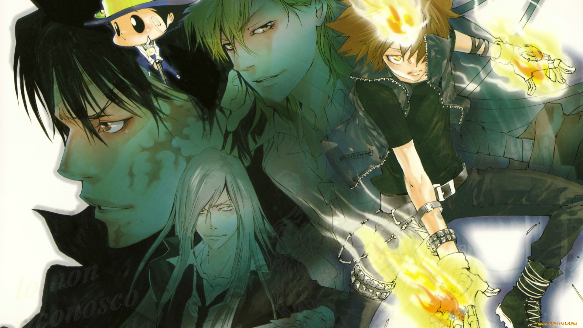 аниме, katekyo, hitman, reborn, tsunayoshi, sawada, katekyo, hitman, reborn, arcobaleno, шляпа, пламя, перчатки, мафия, реборн, xanxus, squalo, superbi