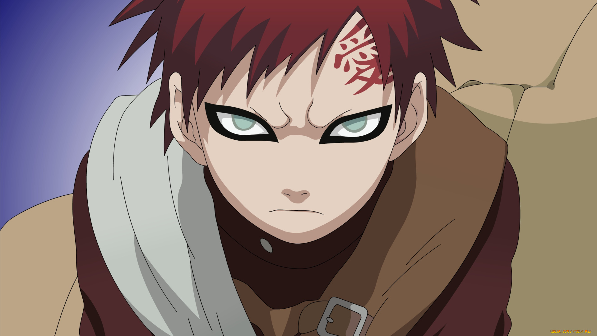аниме, naruto, взгляд, мальчик, gaara, фон