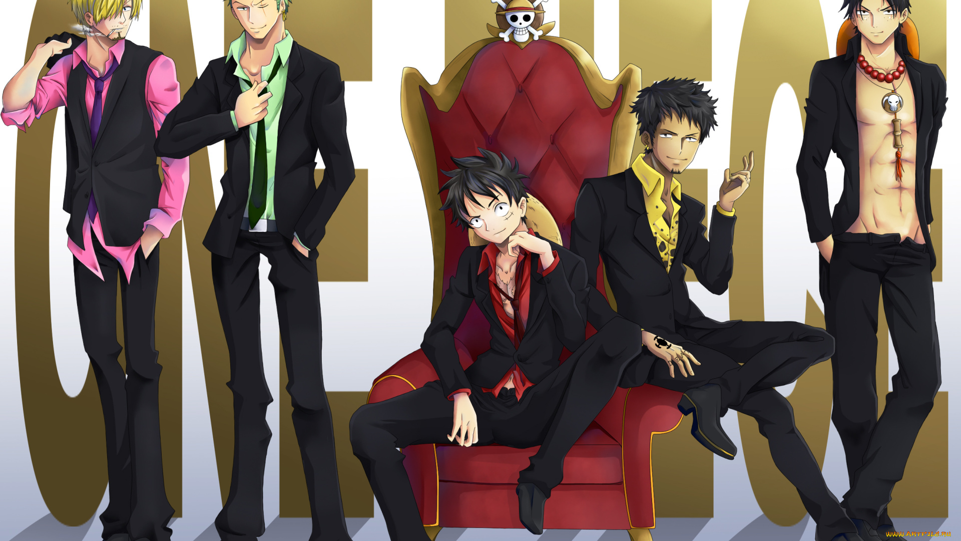 аниме, one, piece, парни, большой, куш