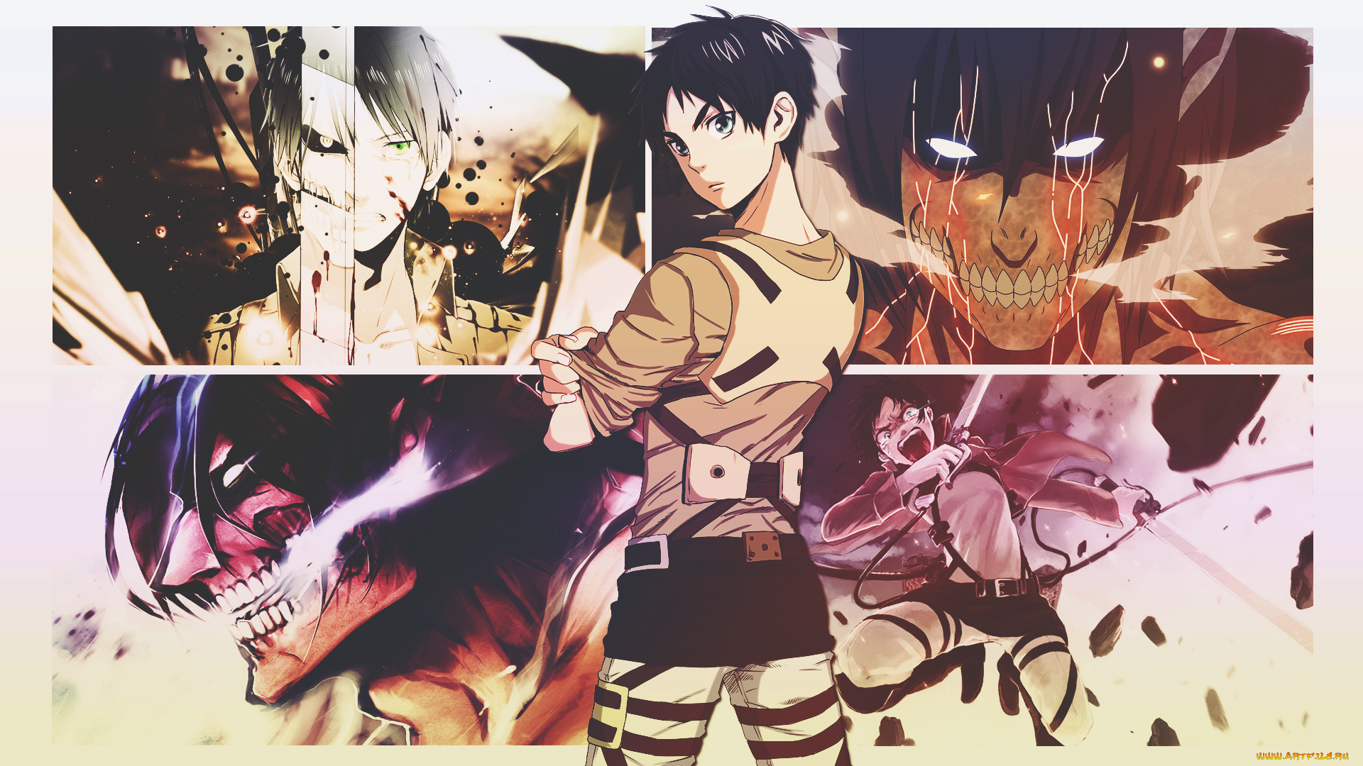 аниме, shingeki, no, kyojin, dinocojv, арт, эрен, атака, титанов