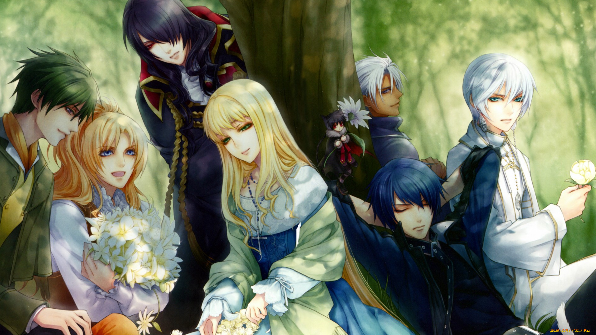 аниме, unknown, , другое, цветы, друзья, edel, blume