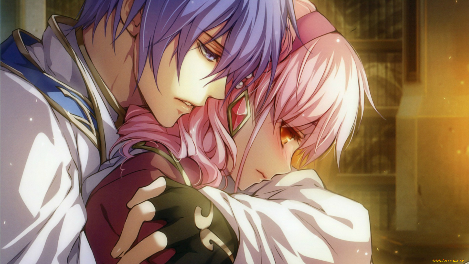 аниме, wand, of, fortune, julius, fortner, lulu, жезл, фортуны, wand, of, fortune, kagerou, usuba, объятия, розовые, волосы, art