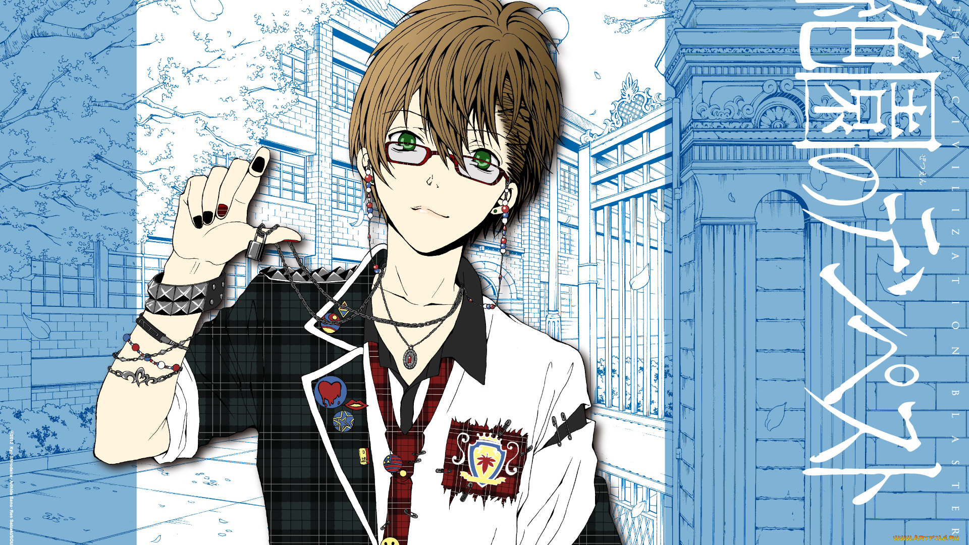 аниме, zetsuen, no, tempest, zetsuen, no, tempest, art, ren, saizaki, зеленые, глаза, yoshino, takigawa, очки