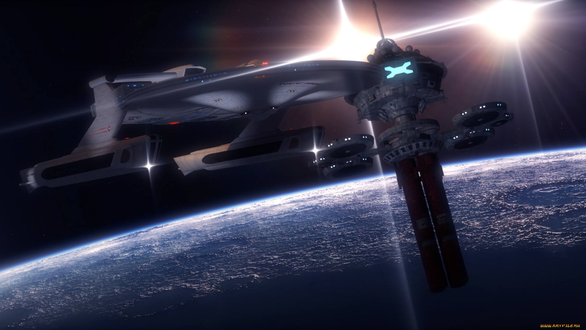 космос, арт, космический, корабль, полет, вселенная, планета