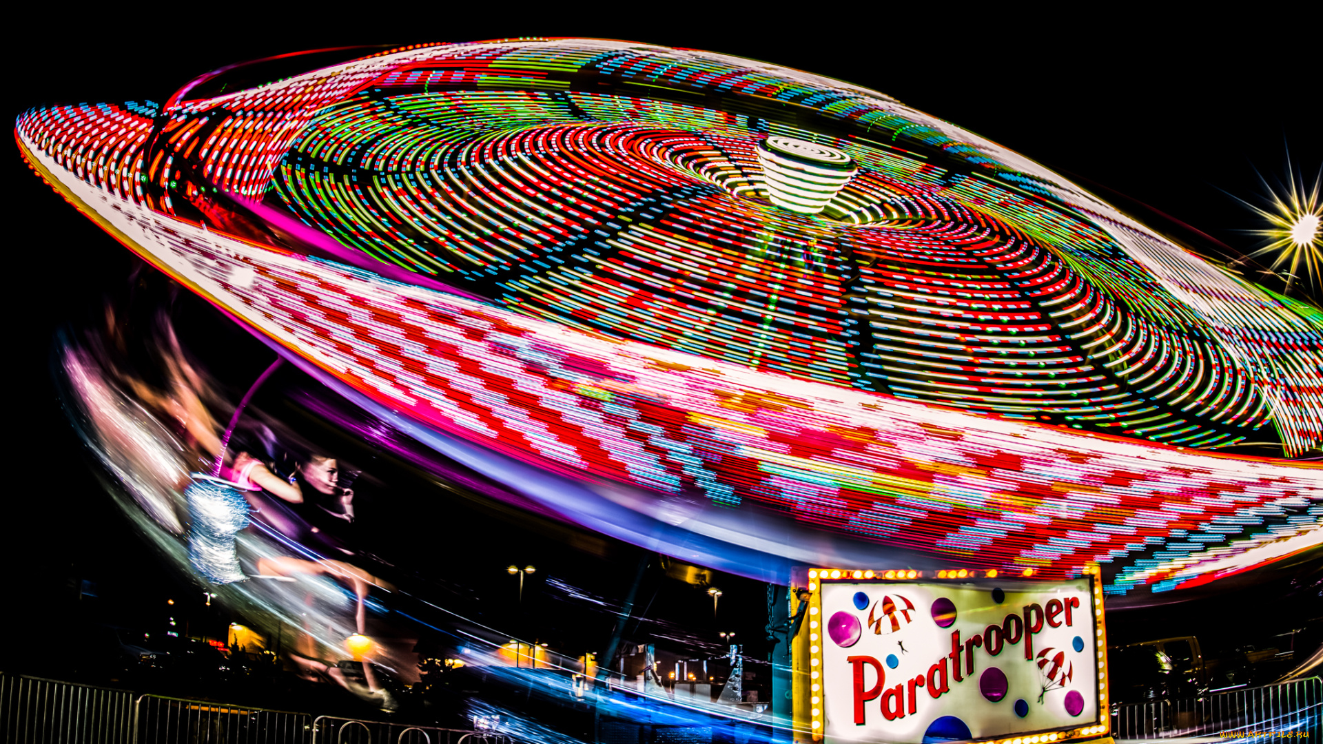 разное, карусели, , качели, , аттракционы, карусель, ночь