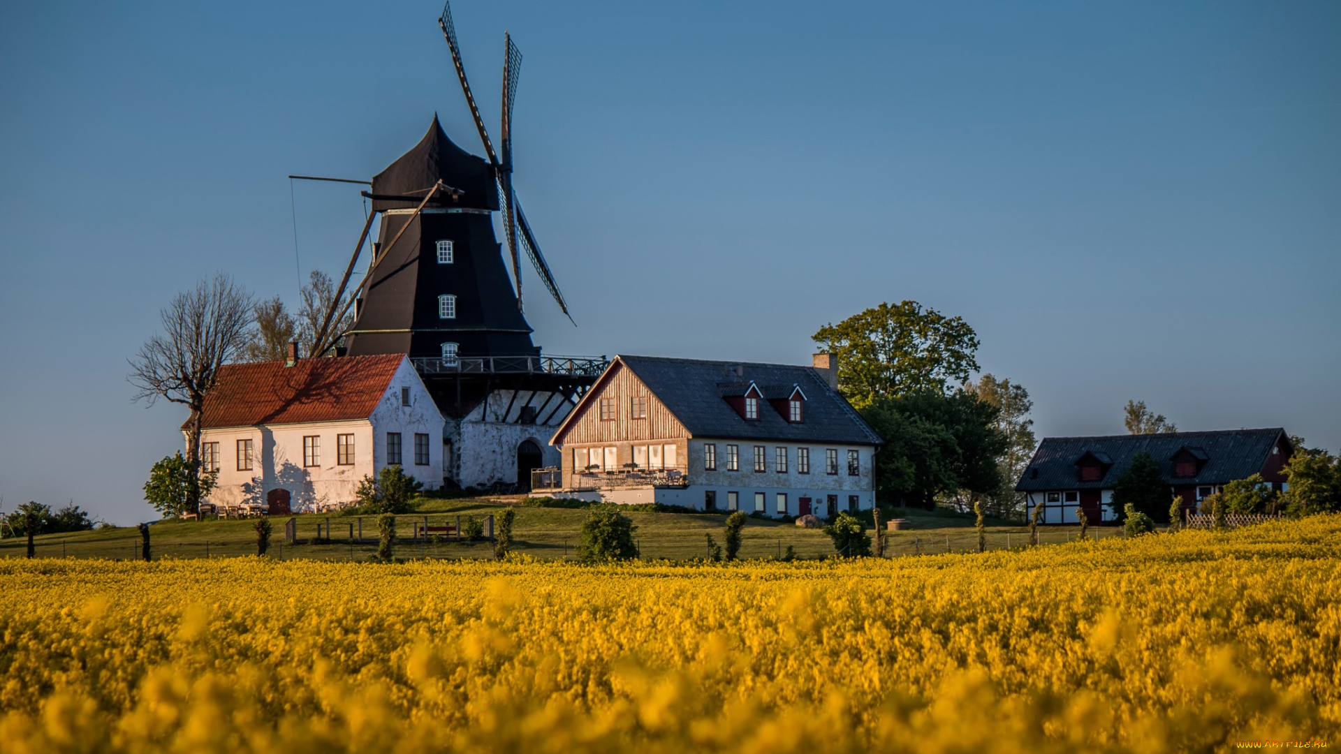 разное, мельницы, швеция, burlоv, мельница, дома, поле
