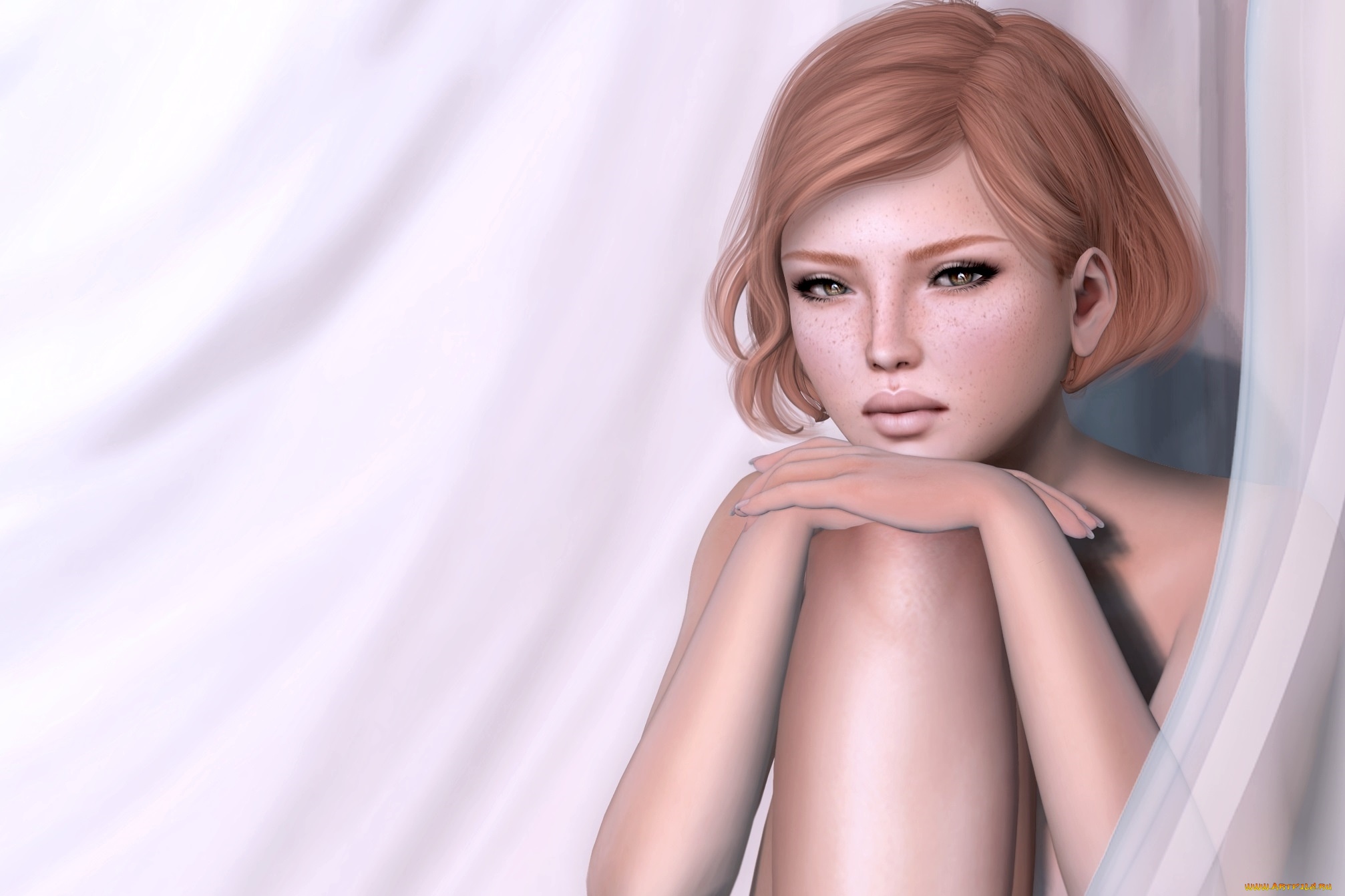 3д, графика, люди, , people, задумчивость, девушка, настроение, прическа