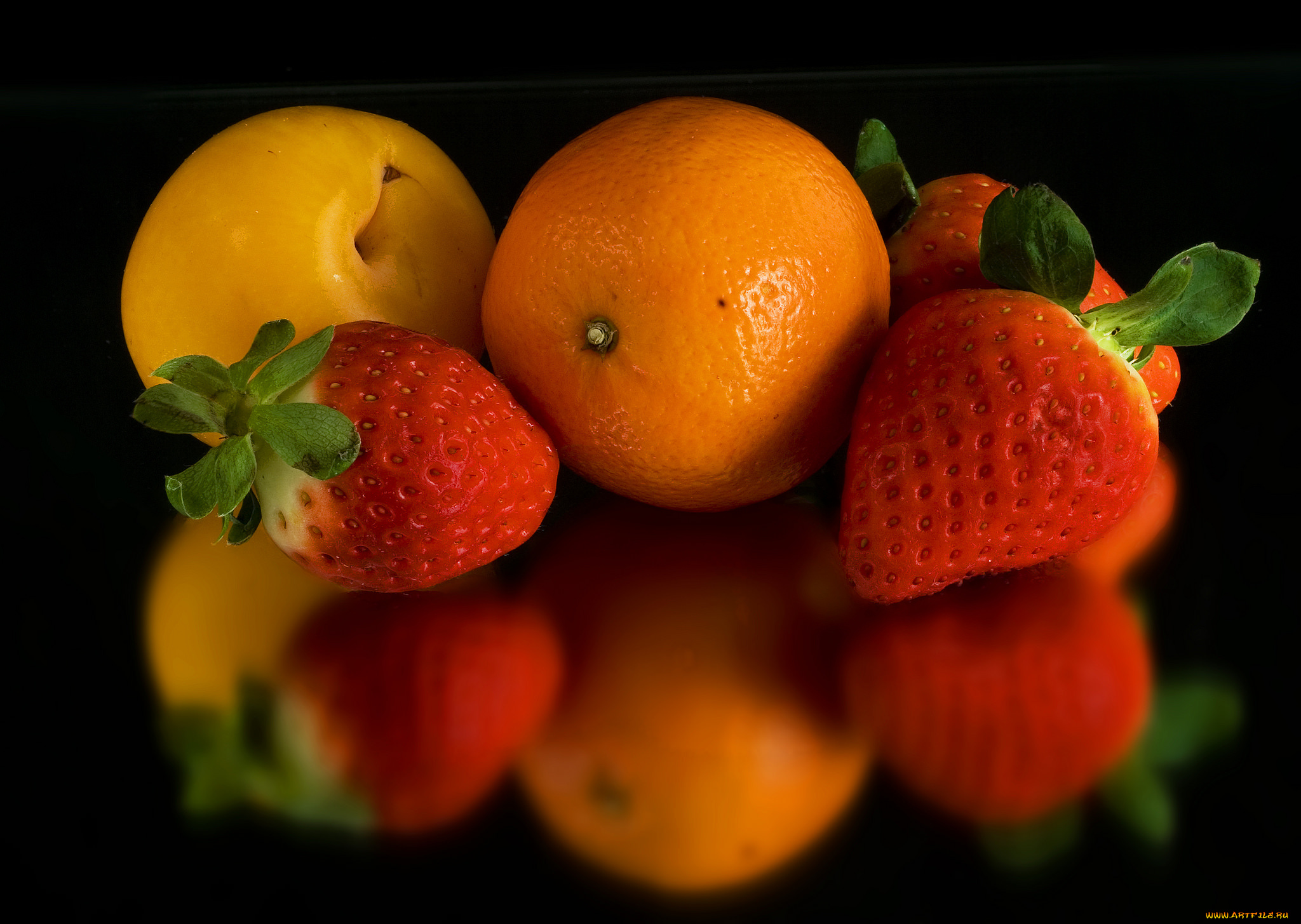 еда, фрукты, , ягоды, апельсин, слива, клубника