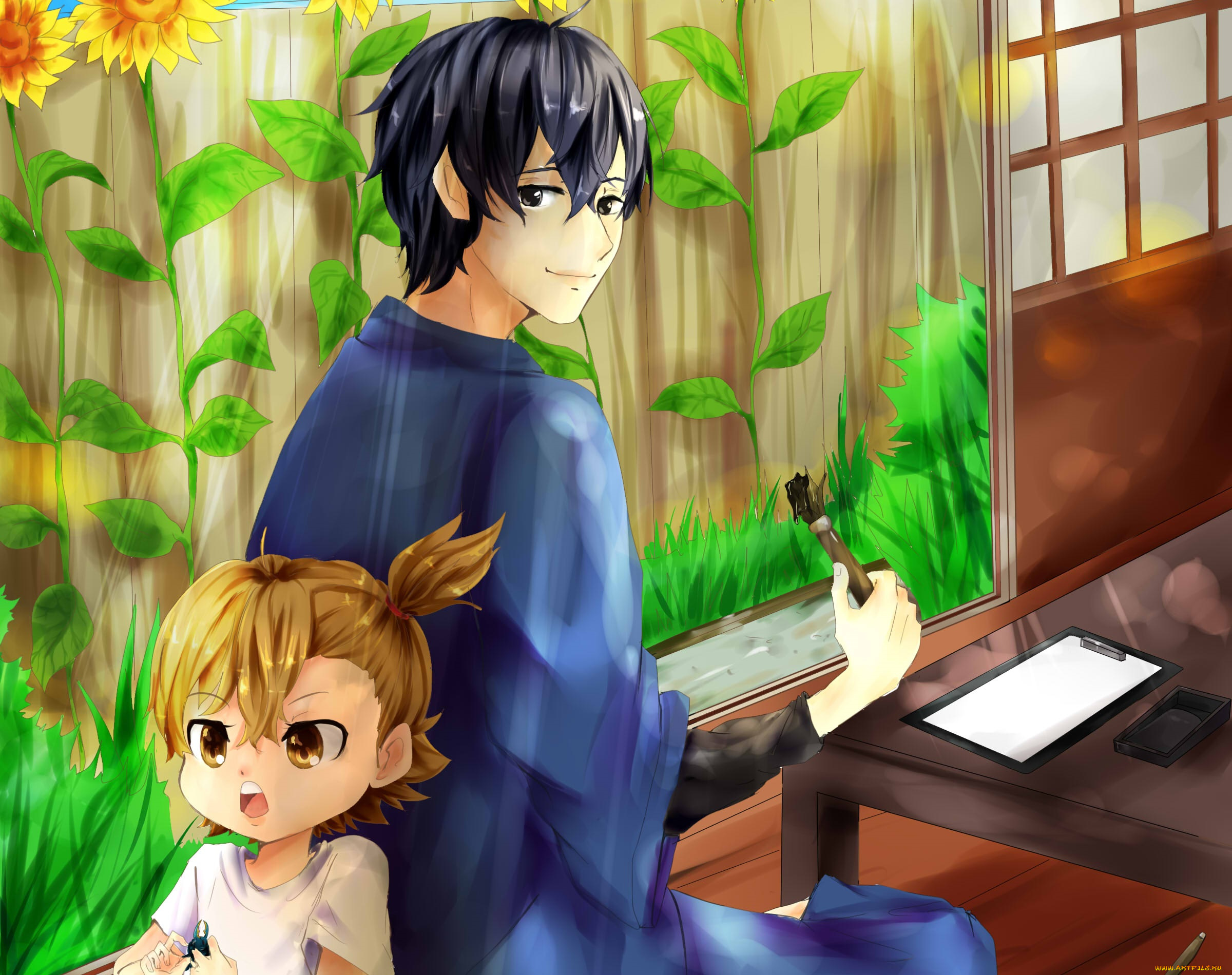 разное, арты, парень, девочка, баракамон, арт