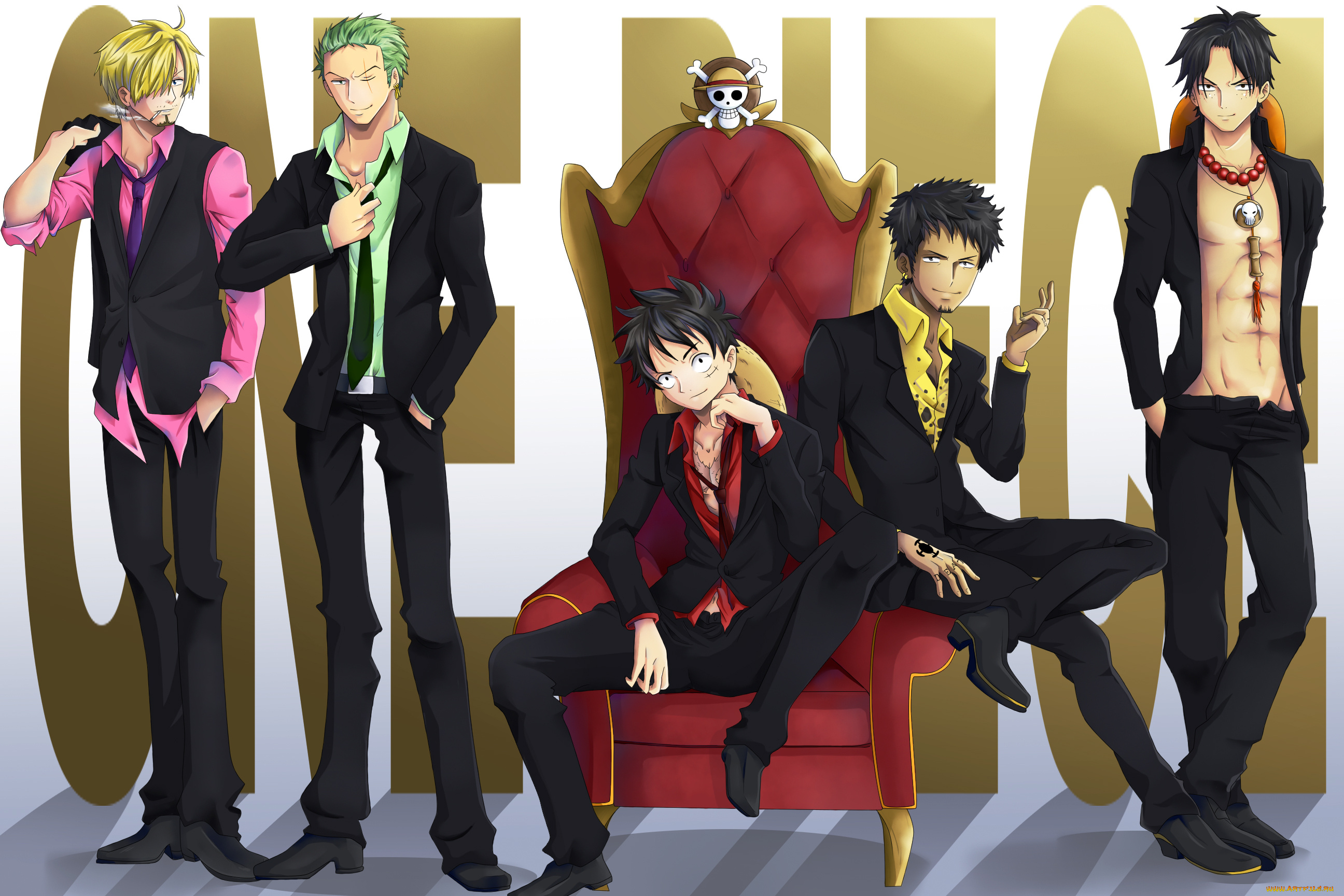 аниме, one, piece, парни, большой, куш