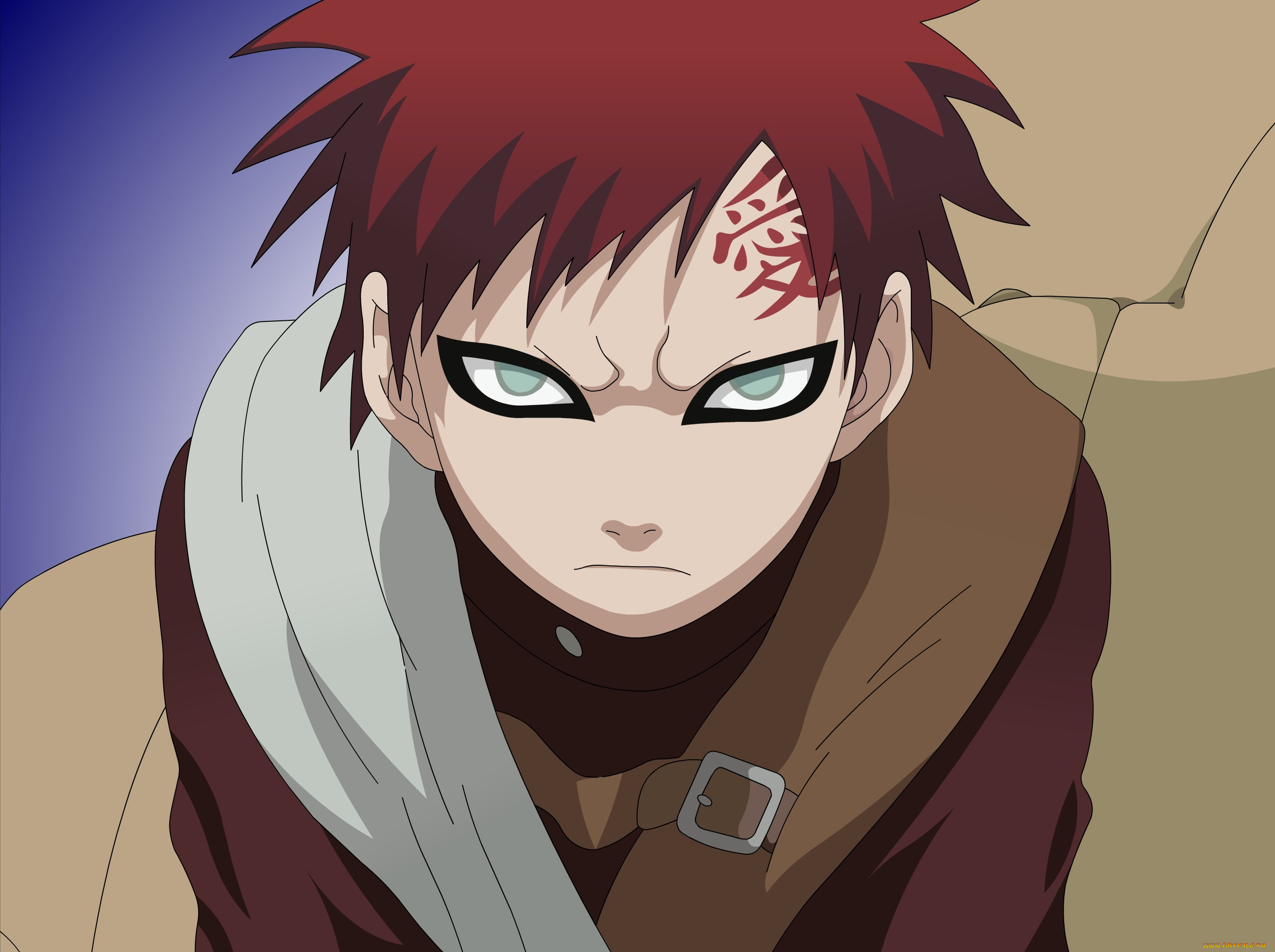 аниме, naruto, взгляд, мальчик, gaara, фон