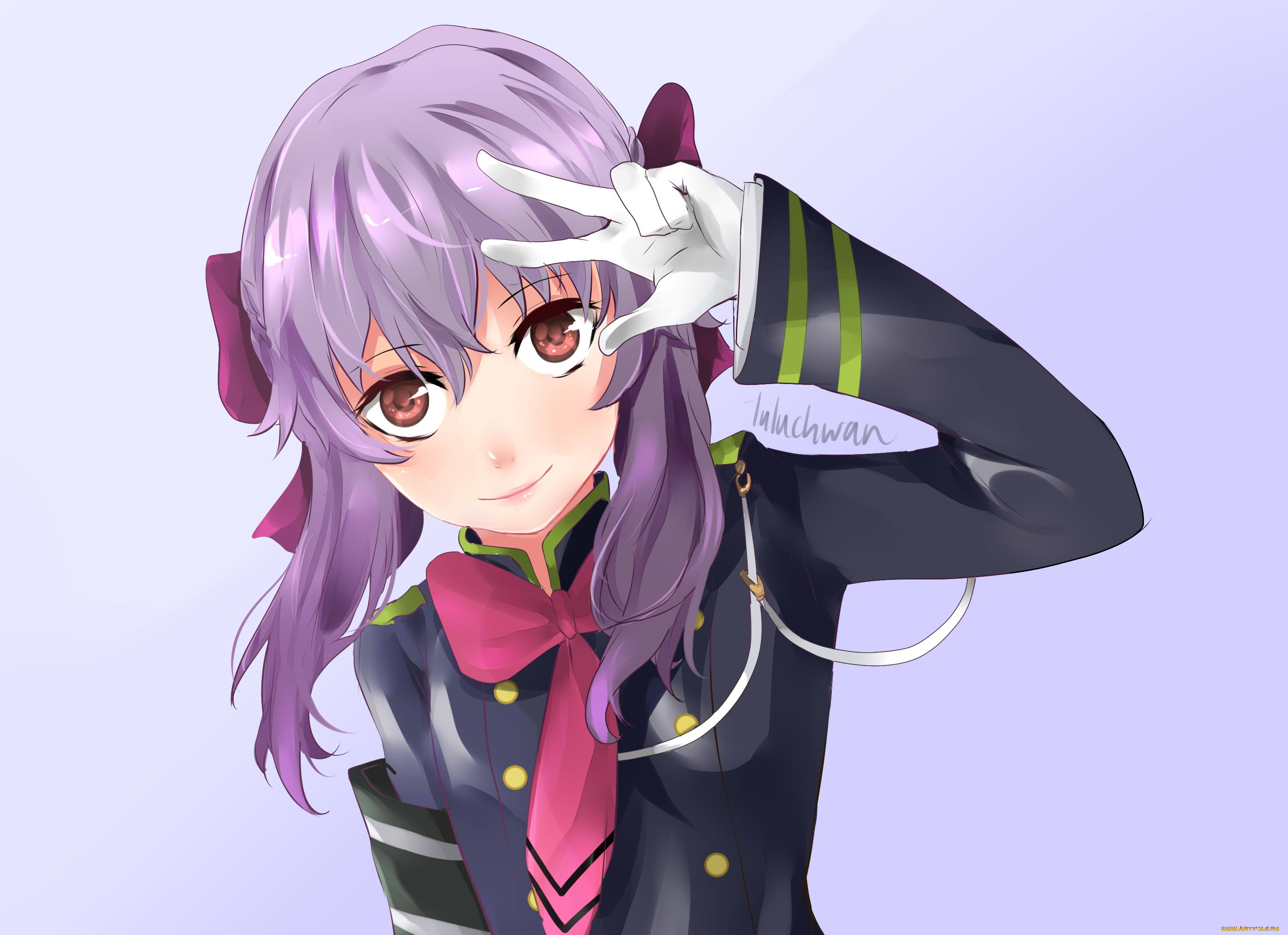 аниме, owari, no, seraph, последний, серафим, девушка, фон, арт