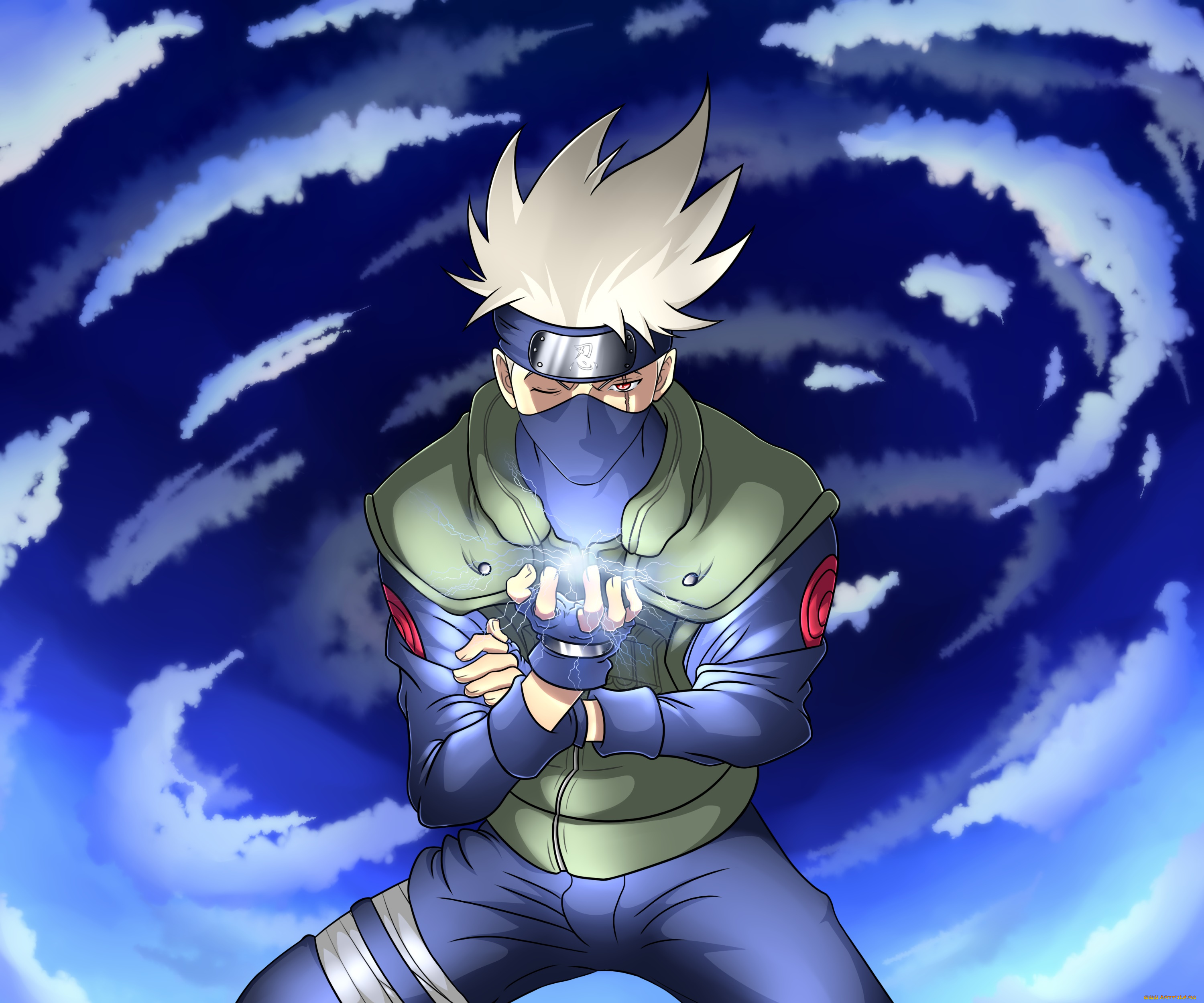 аниме, naruto, магия, фон, взгляд, мальчик, kakashi