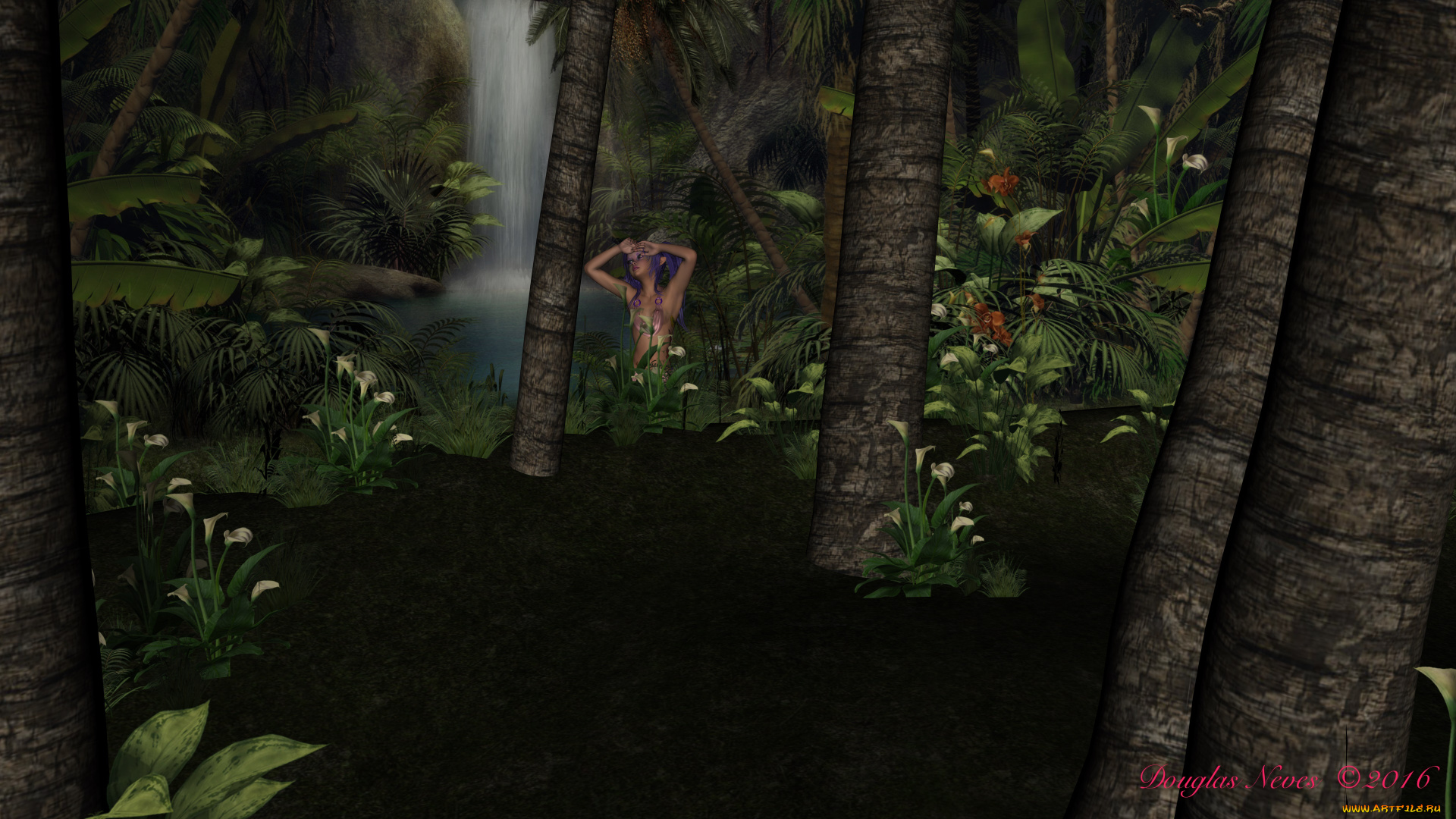 3д, графика, эльфы, , elves, взгляд, эльфийка, фон