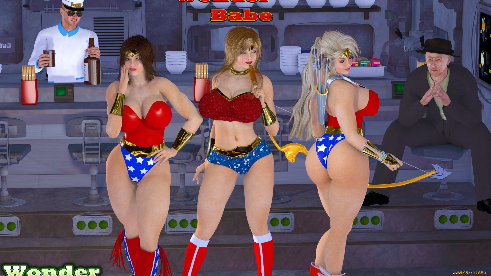 3д, графика, люди, , people, фон, взгляд, девушки