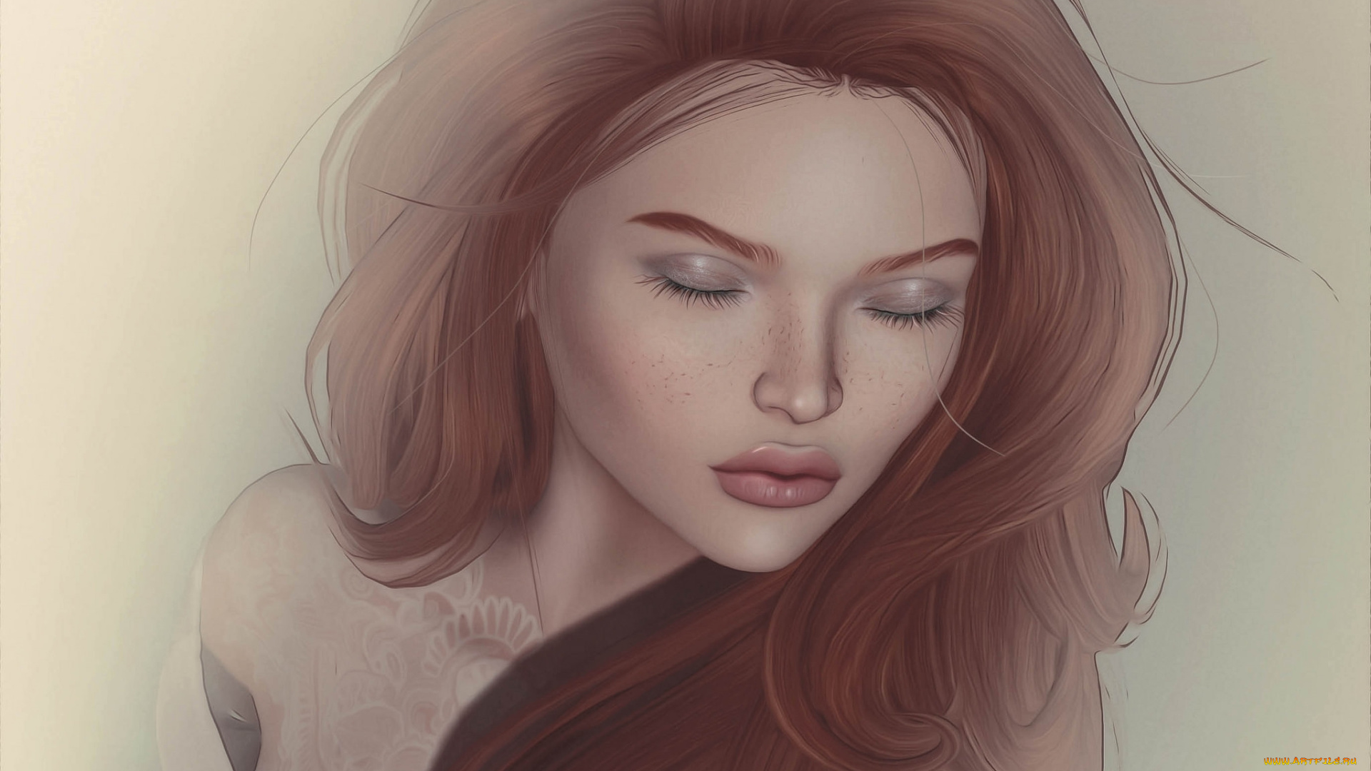 3д, графика, портрет, , portraits, девушка, настроение, лицо, волосы