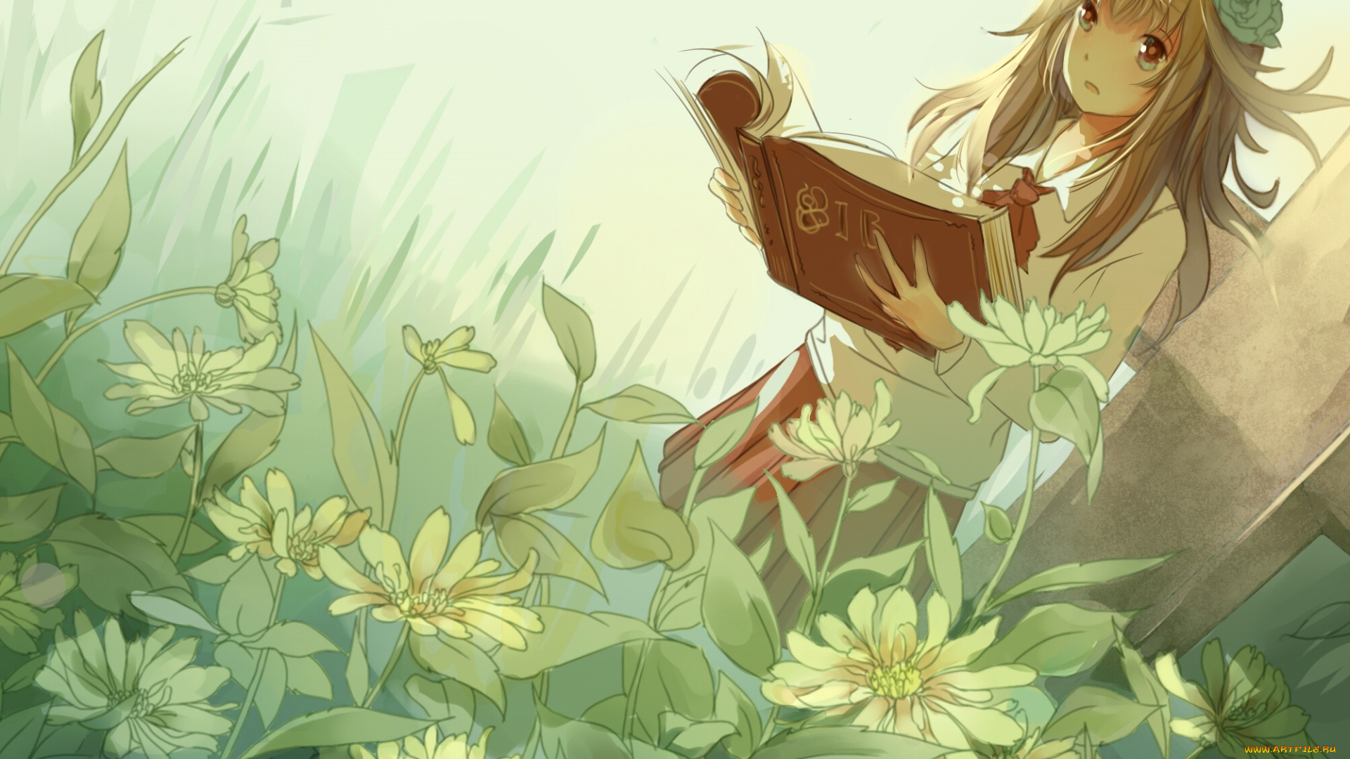 аниме, ib, девочка, цветы