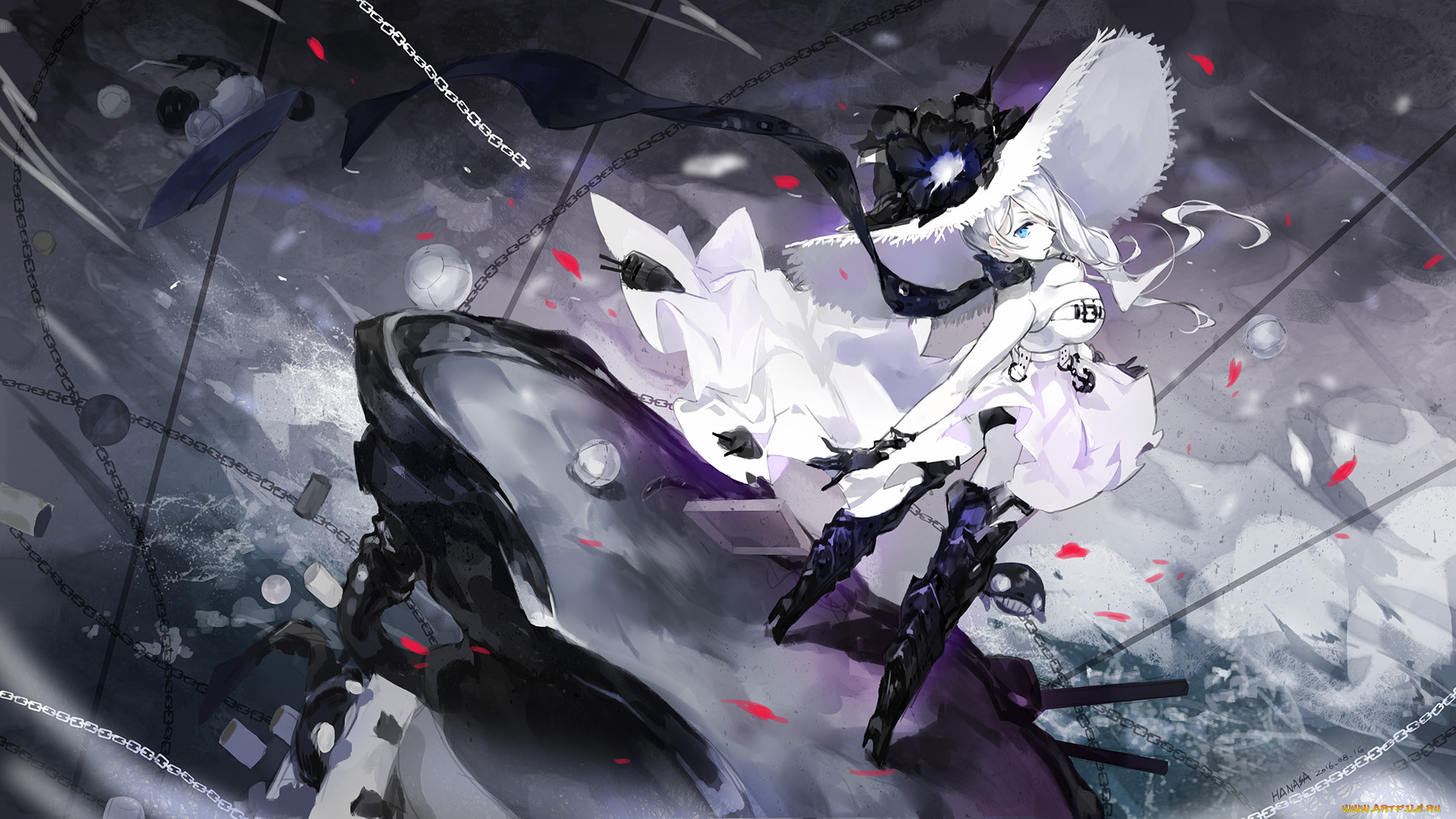 аниме, kantai, collection, harbour, summer, princess