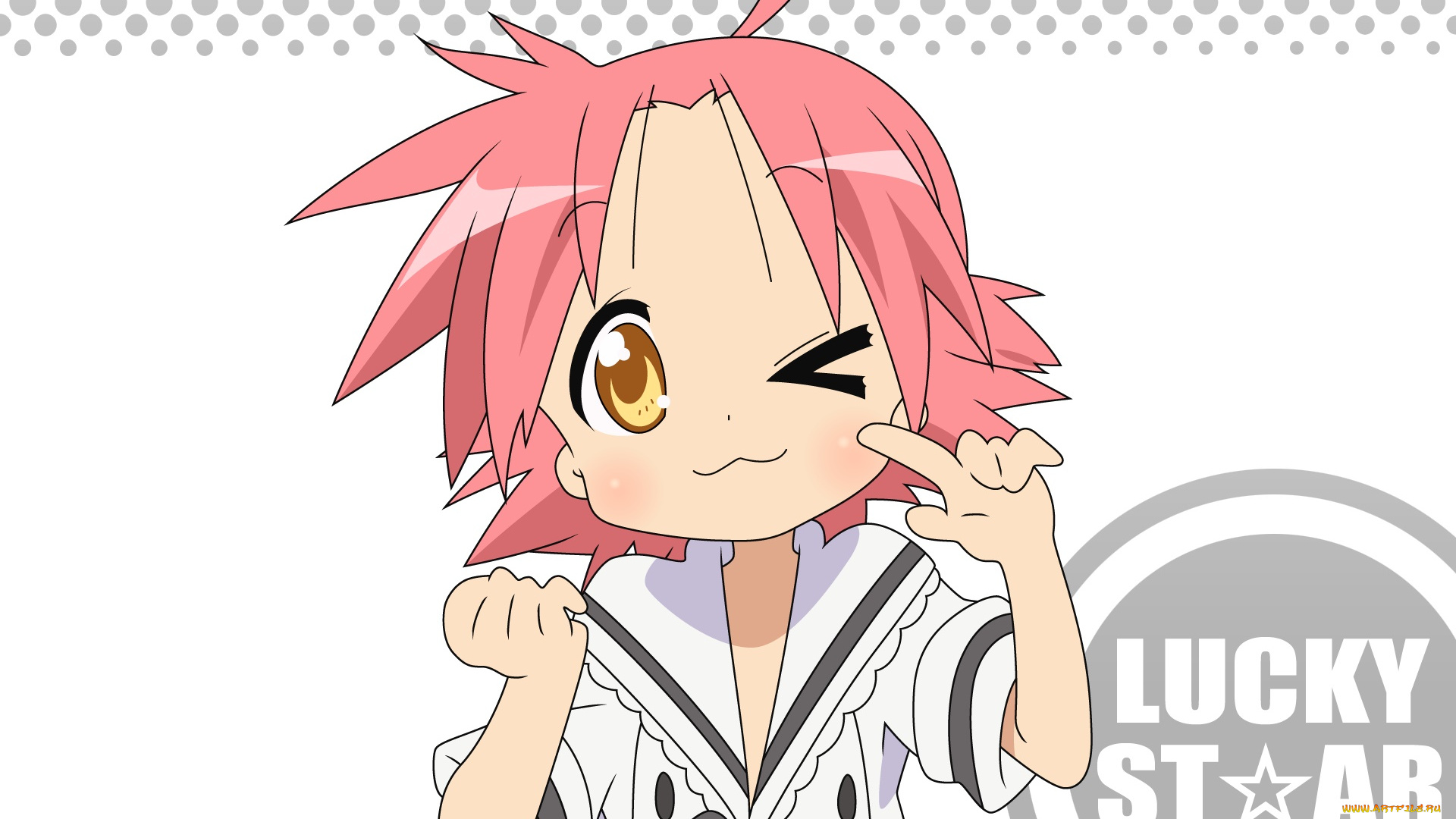 аниме, lucky, star, девушка, фон, взгляд