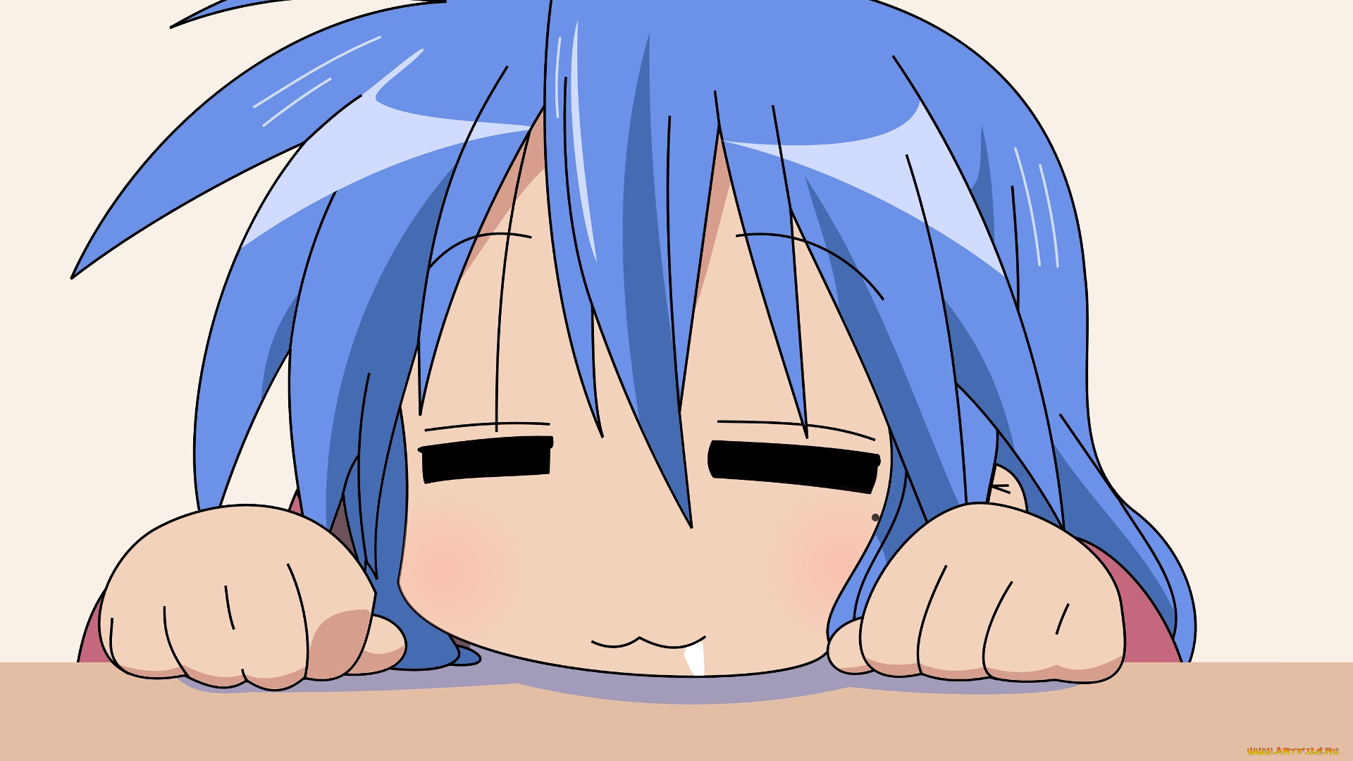 аниме, lucky, star, девушка, фон, взгляд