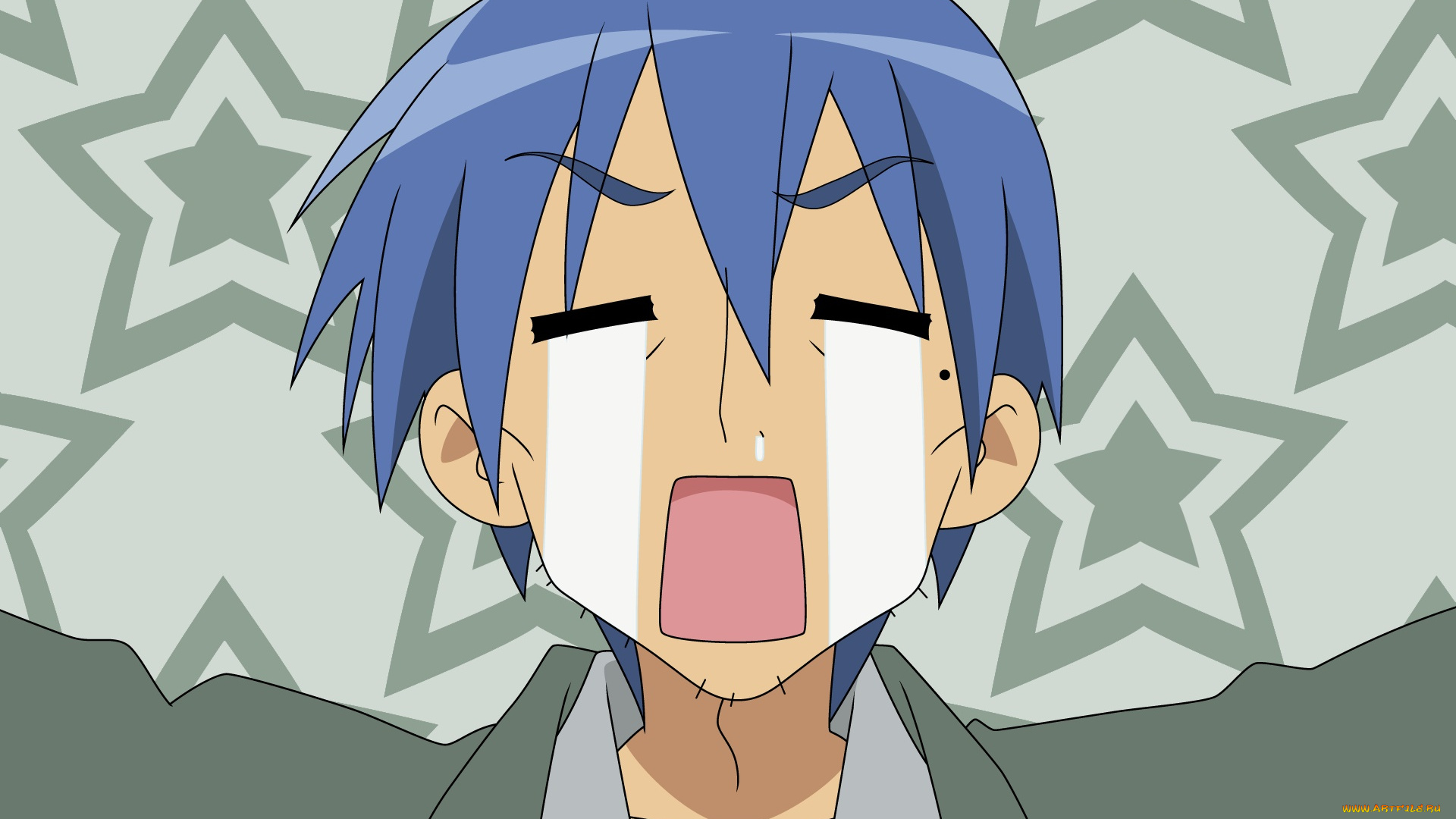 аниме, lucky, star, фон, взгляд, девушка