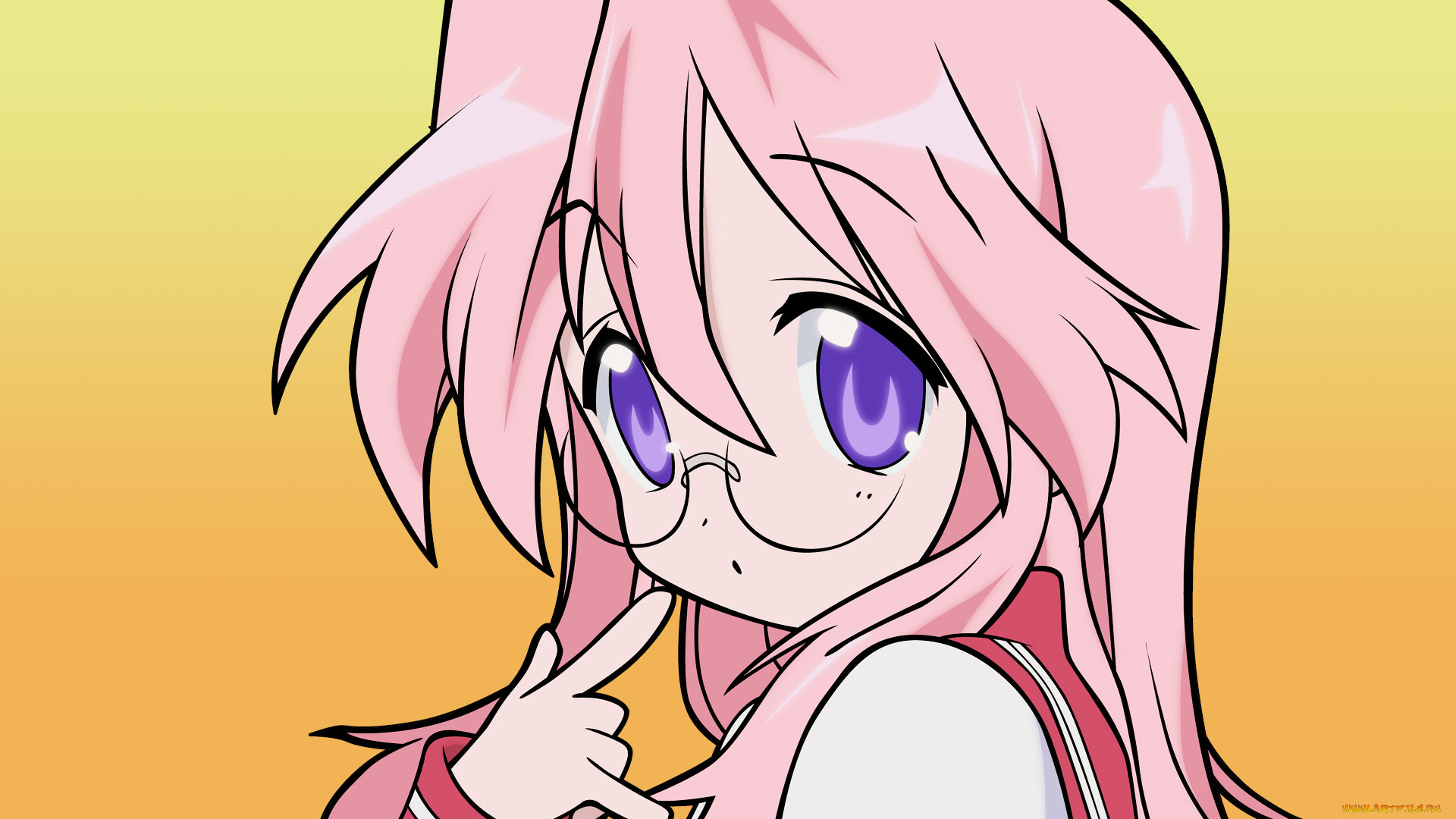 аниме, lucky, star, фон, взгляд, девушка