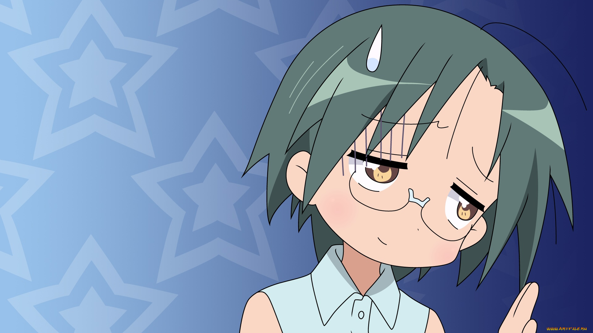 аниме, lucky, star, фон, взгляд, девушка