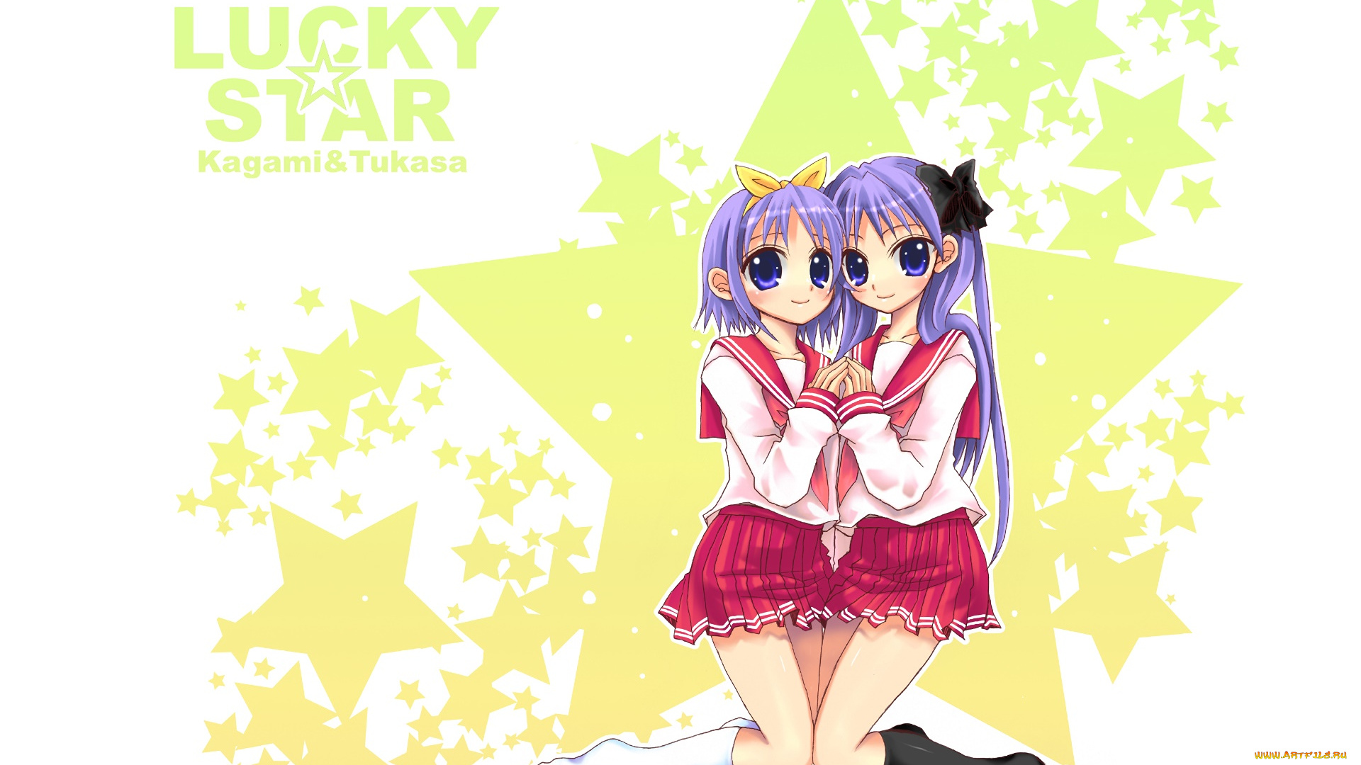 аниме, lucky, star, фон, взгляд, девушки