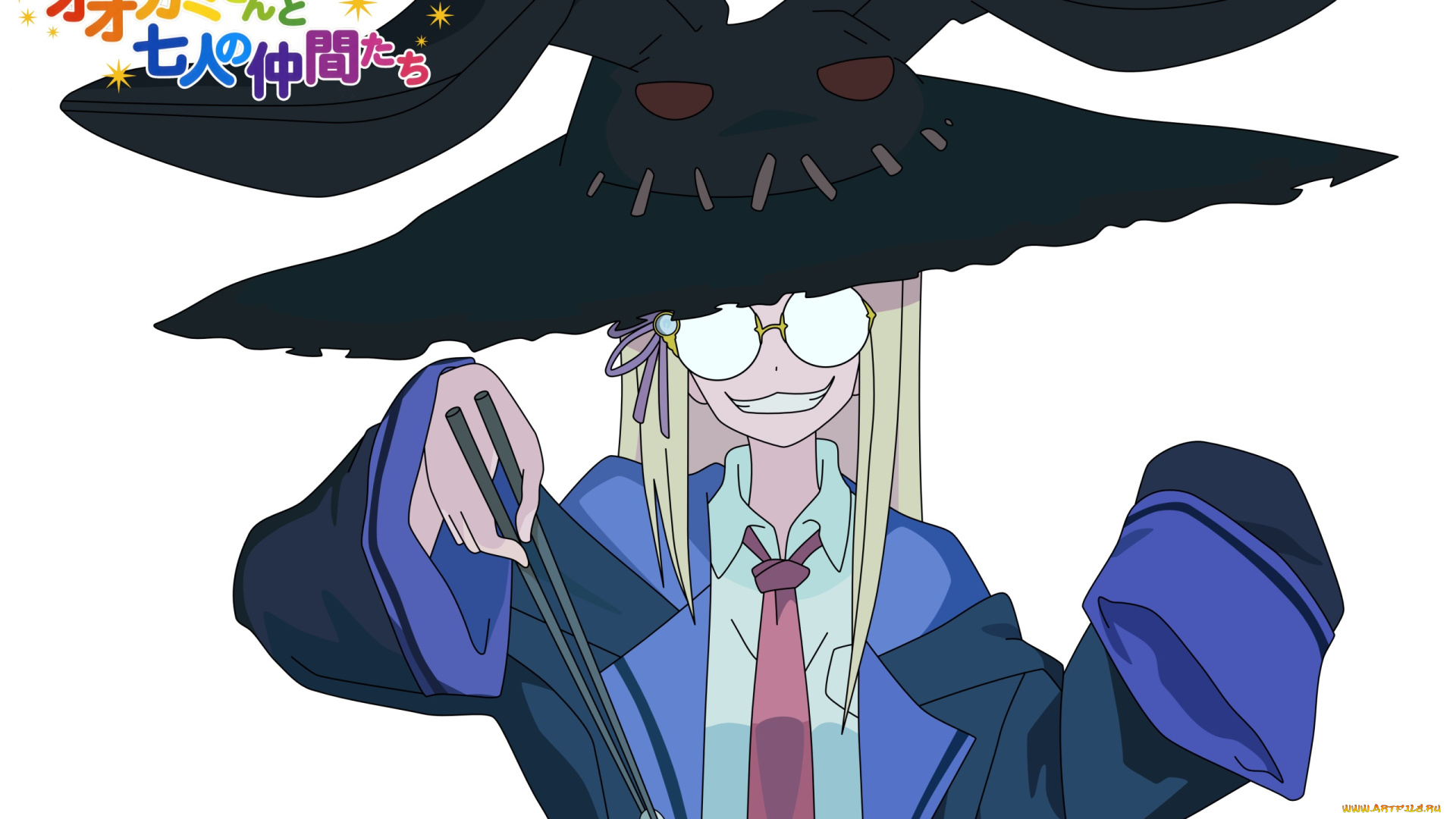 аниме, ookami-san, to, shichinin, no, nakama-tachi, девушка, взгляд, фон