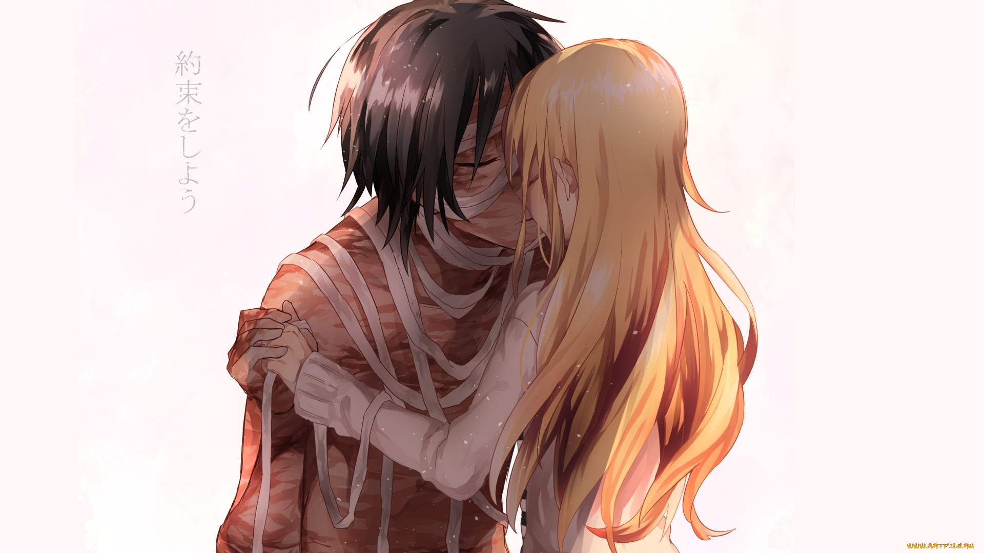 аниме, satsuriku, no, tenshi, девушка, парень, арт, двое, романтика, шрамы