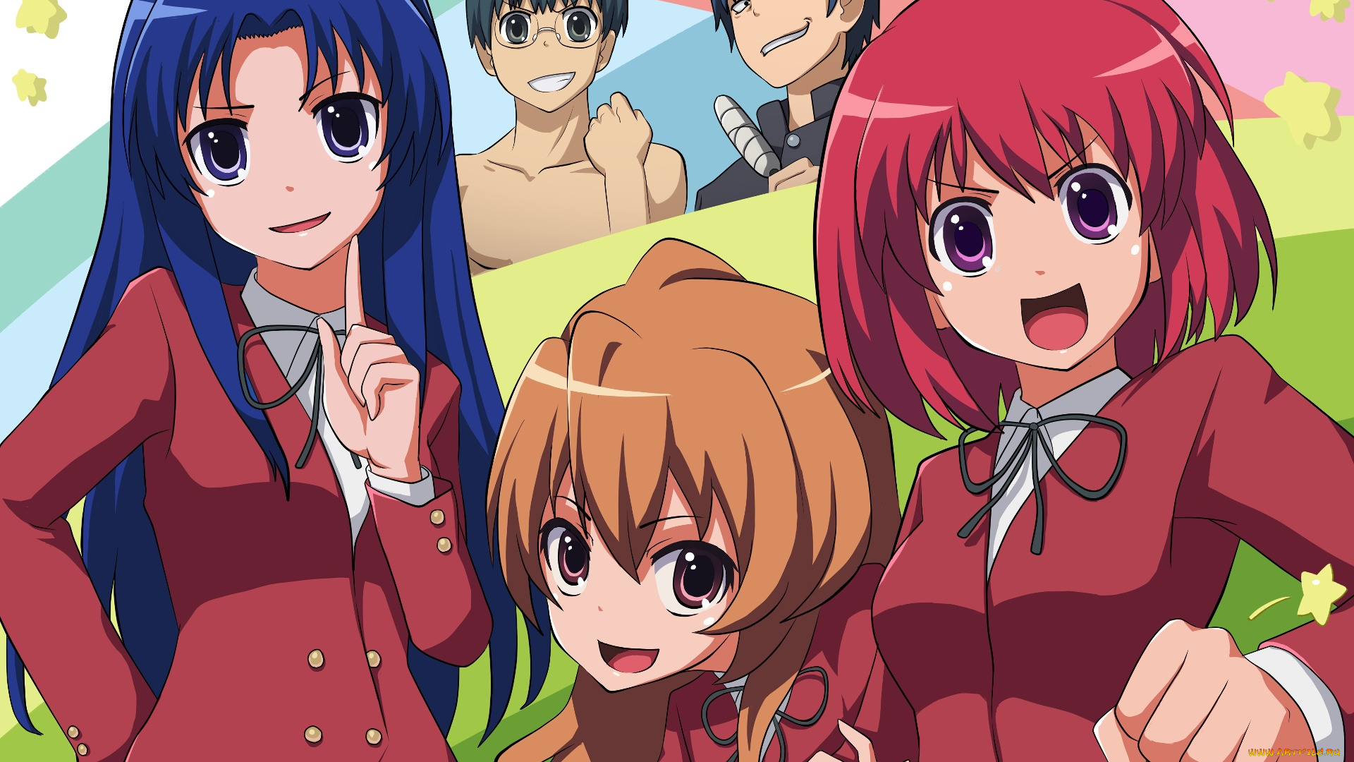 аниме, toradora, фон, взгляд, девушки