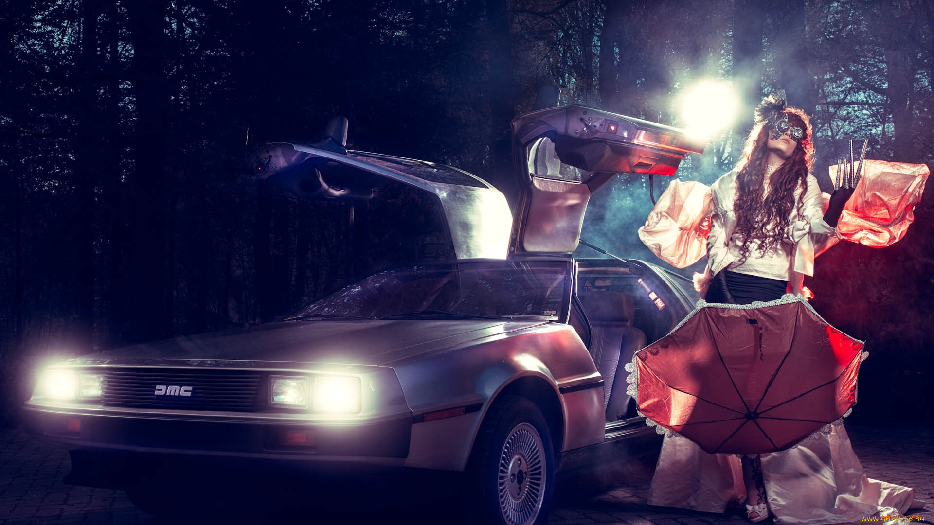 автомобили, -авто, с, девушками, dmc-12, delorean