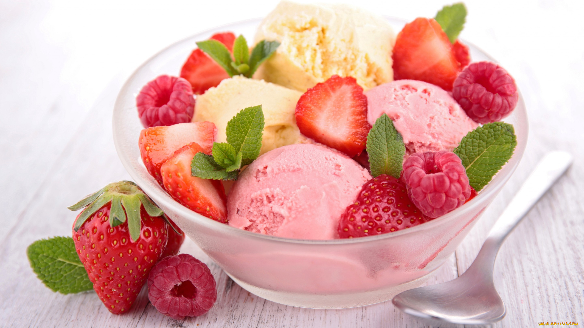 еда, мороженое, , десерты, ягоды, sweets, малина, ice, cream, клубника, шарики