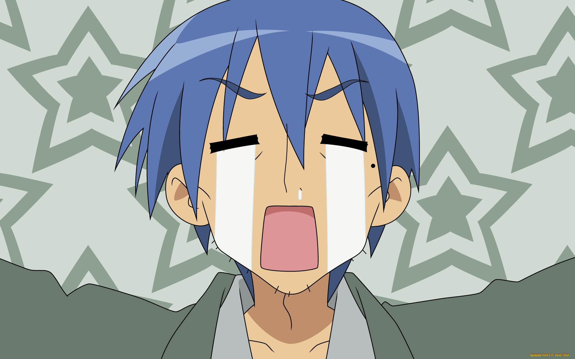 аниме, lucky, star, фон, взгляд, девушка