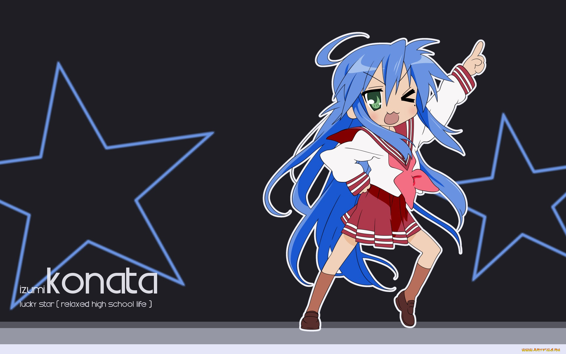 аниме, lucky, star, фон, взгляд, девушка