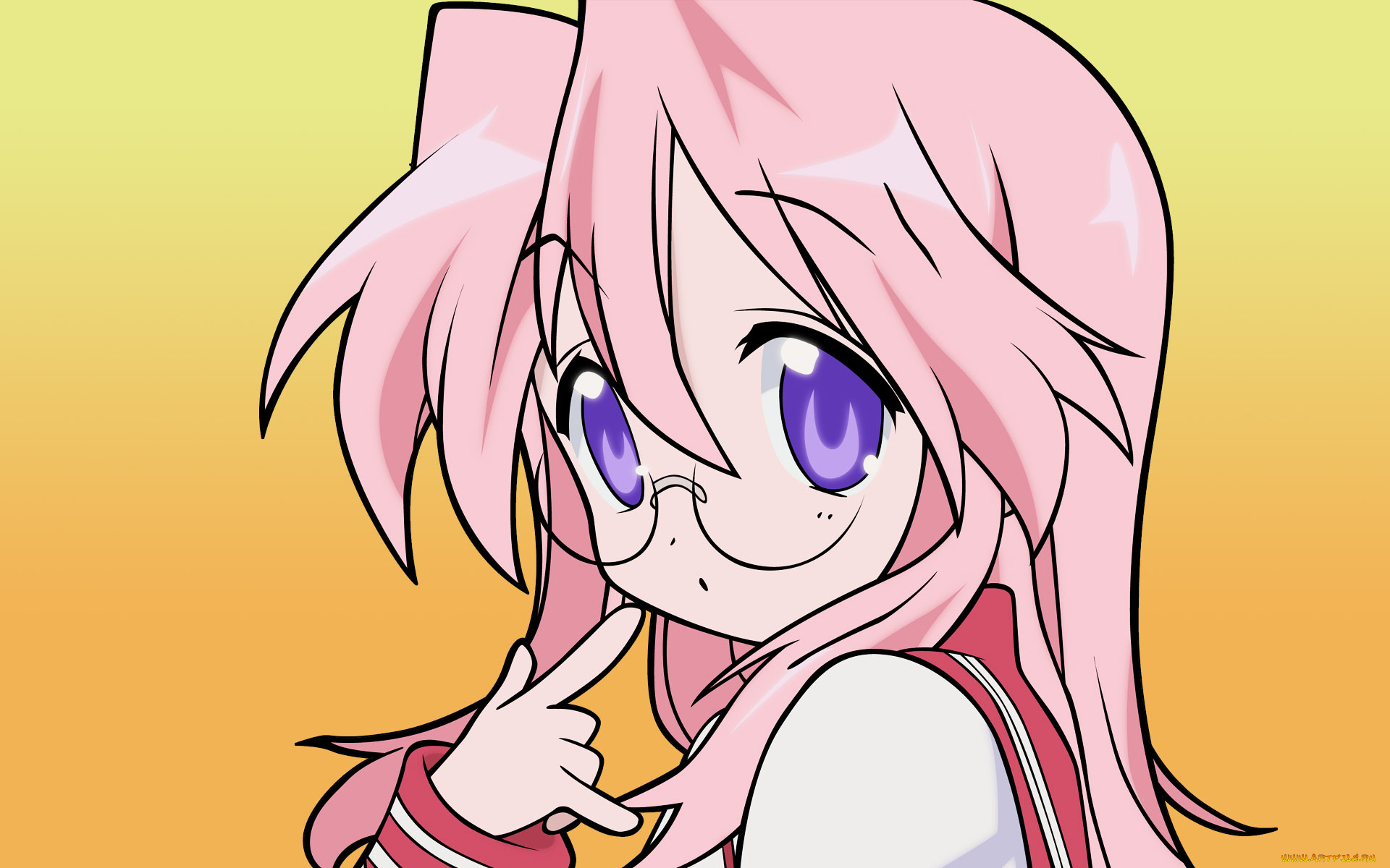 аниме, lucky, star, фон, взгляд, девушка