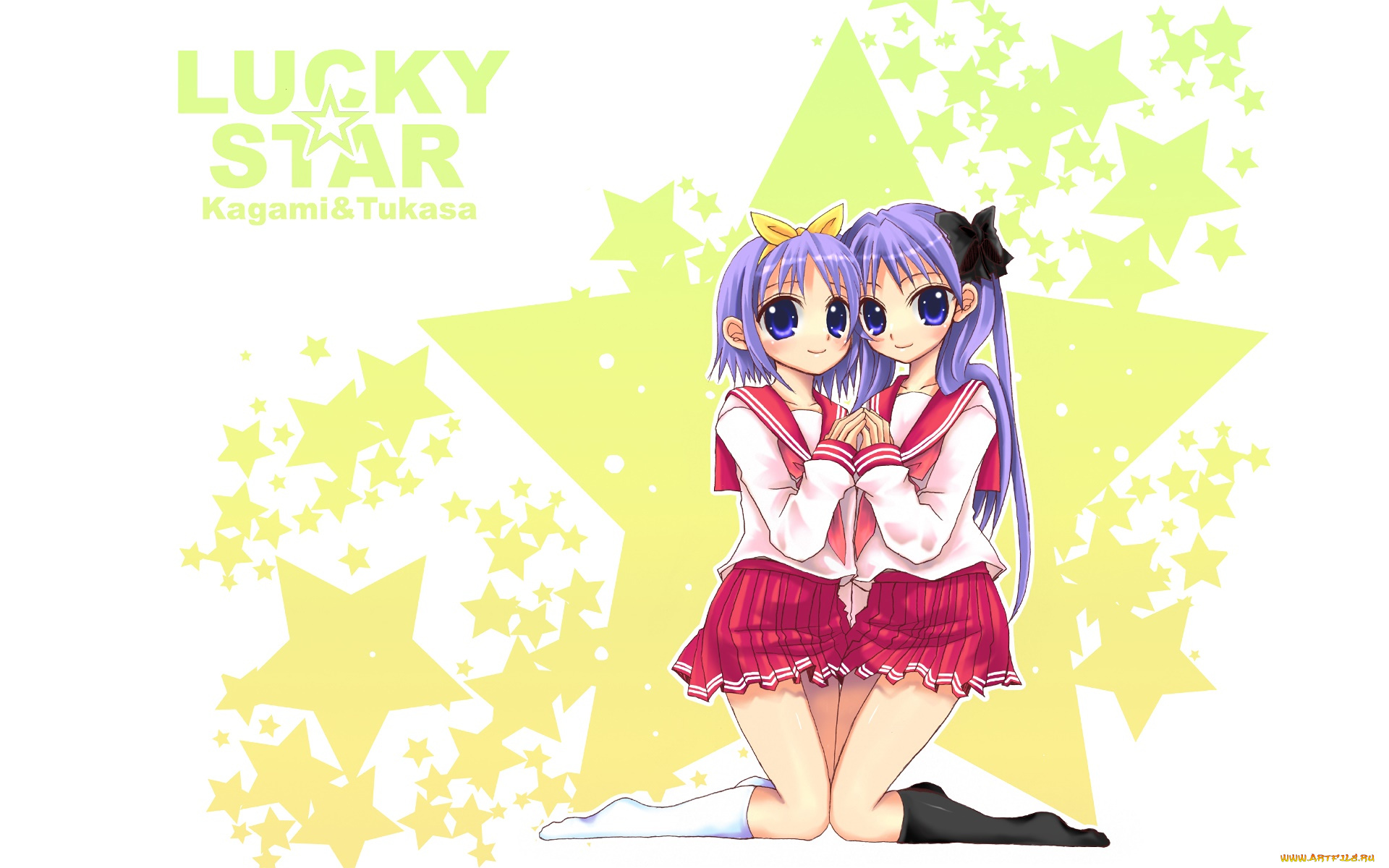 аниме, lucky, star, фон, взгляд, девушки