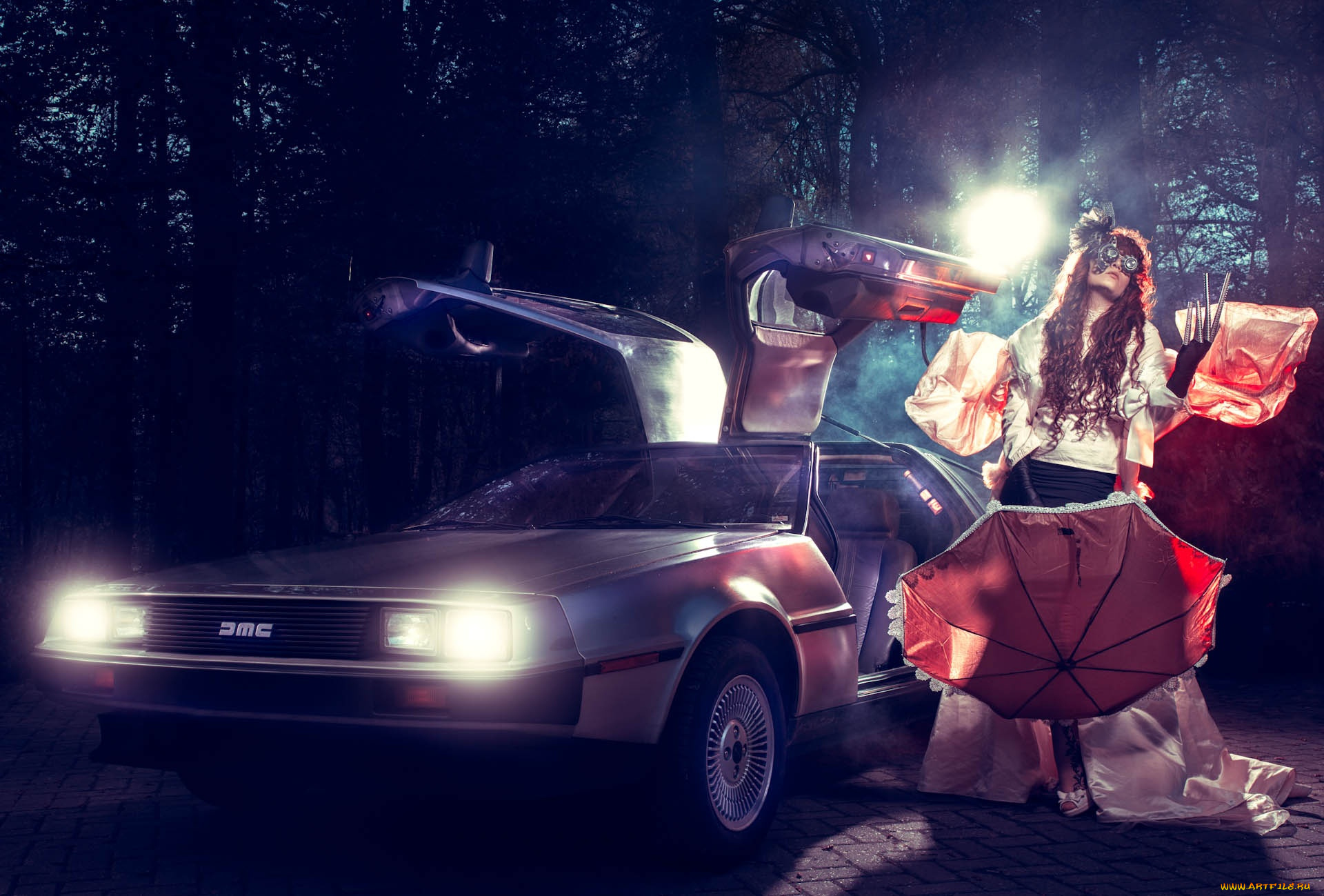 автомобили, -авто, с, девушками, dmc-12, delorean