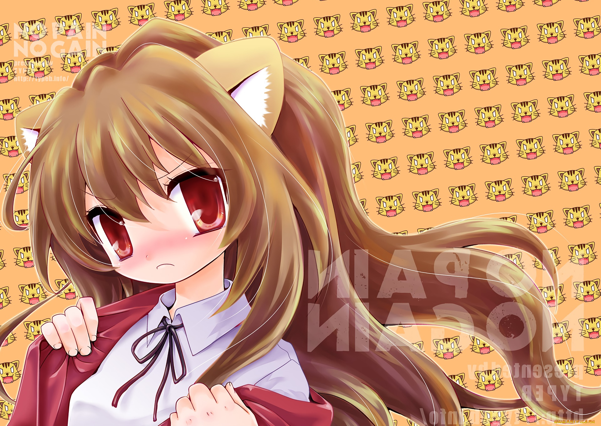 аниме, toradora, взгляд, девушка, фон