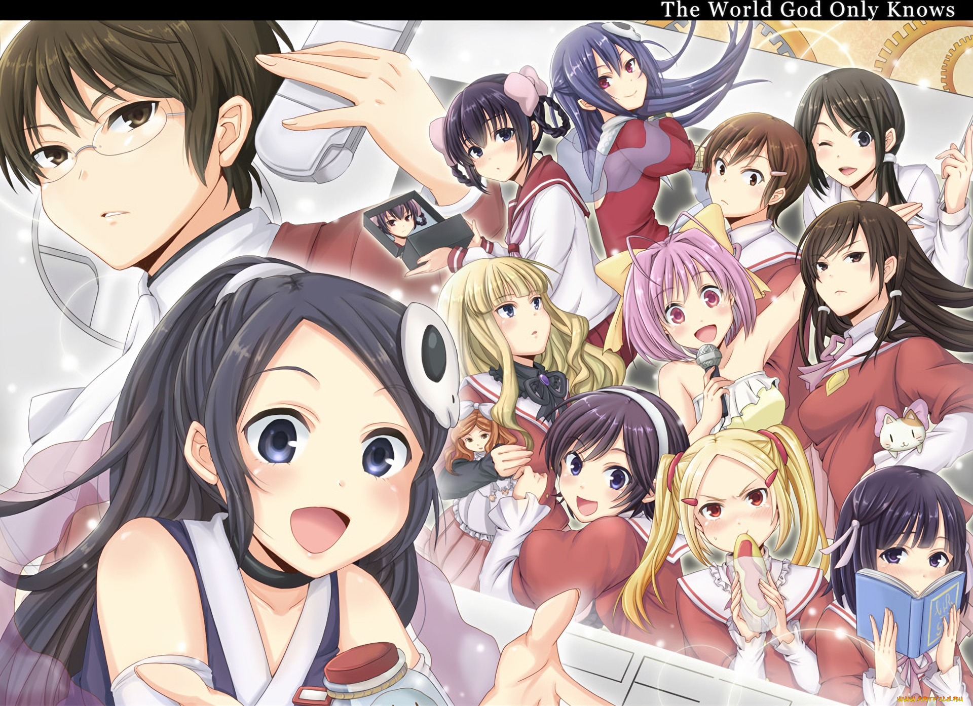 kami, nomi, zo, shiru, sekai, аниме, девушки, фон, взгляд