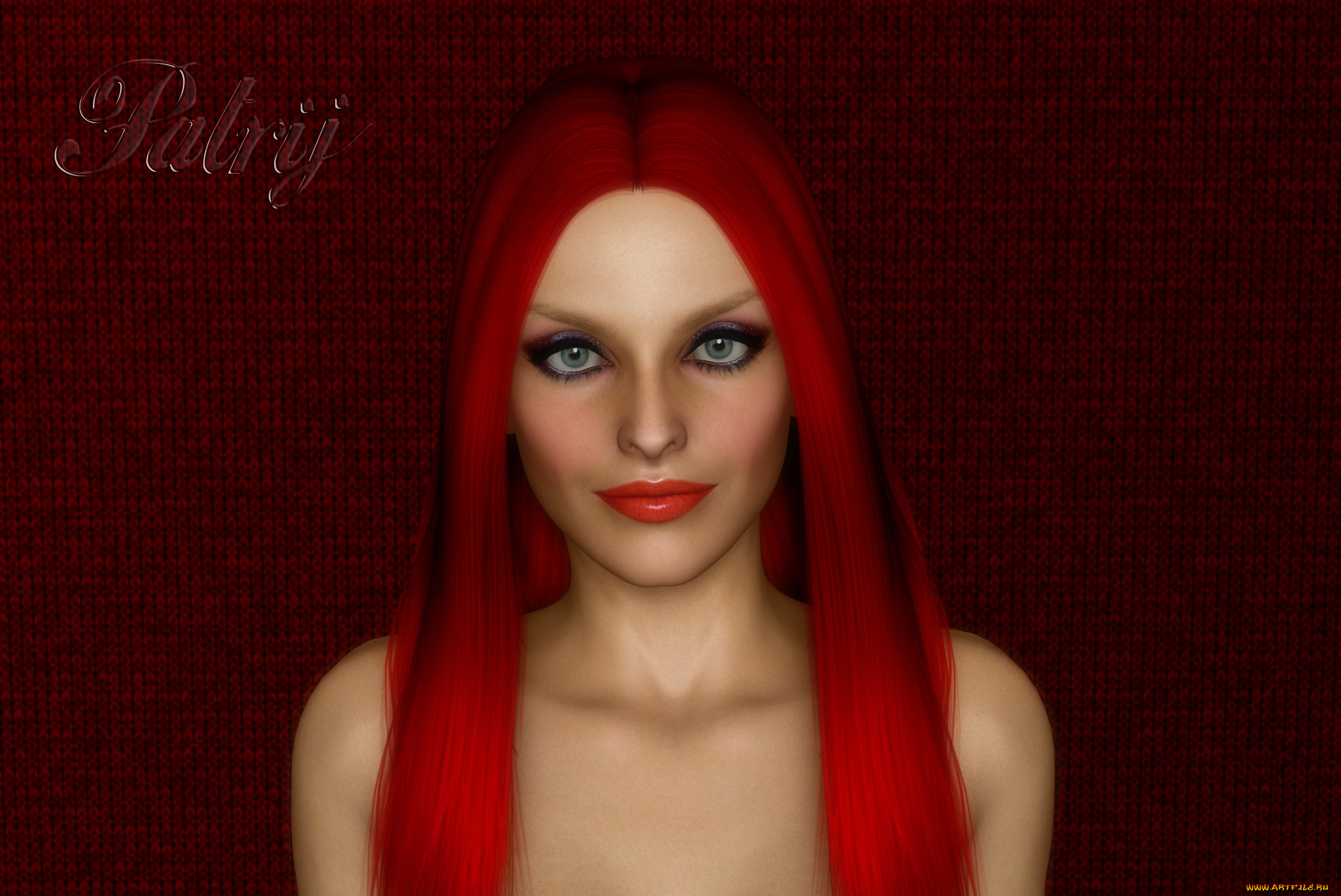 3д, графика, портрет, , portraits, взгляд, фон, рыжая, девушка