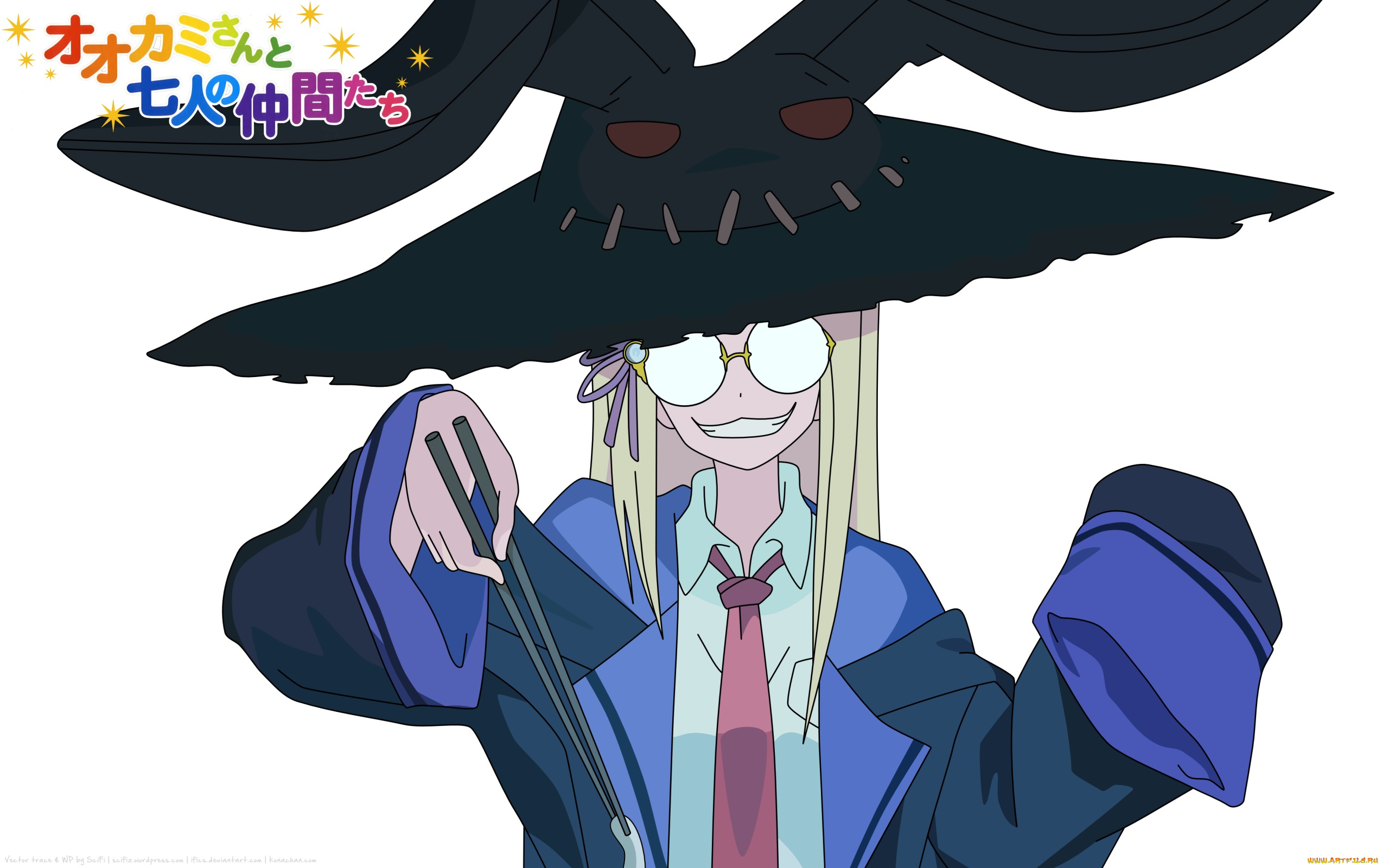 аниме, ookami-san, to, shichinin, no, nakama-tachi, девушка, взгляд, фон