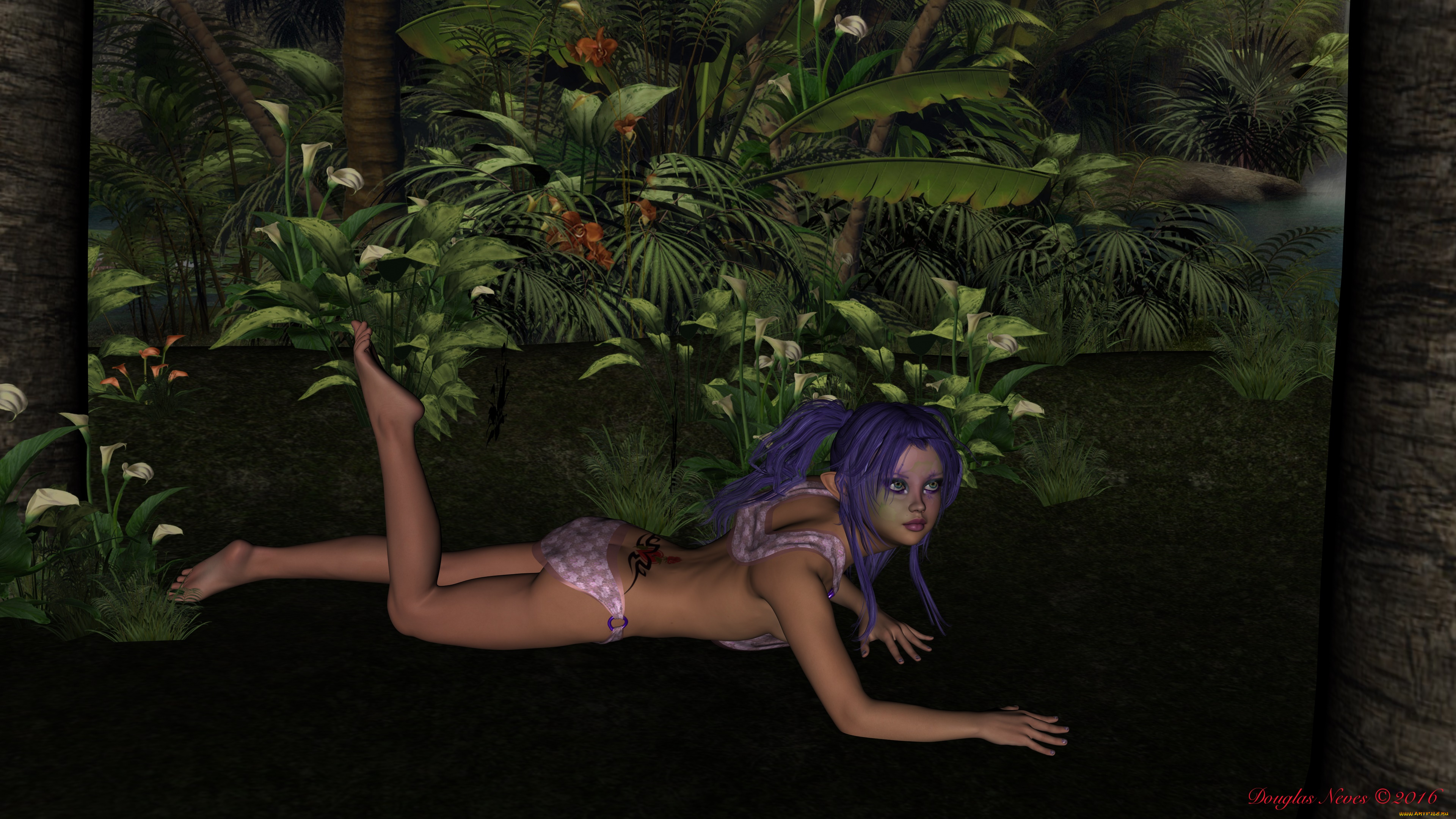 3д, графика, эльфы, , elves, взгляд, фон, эльфийка