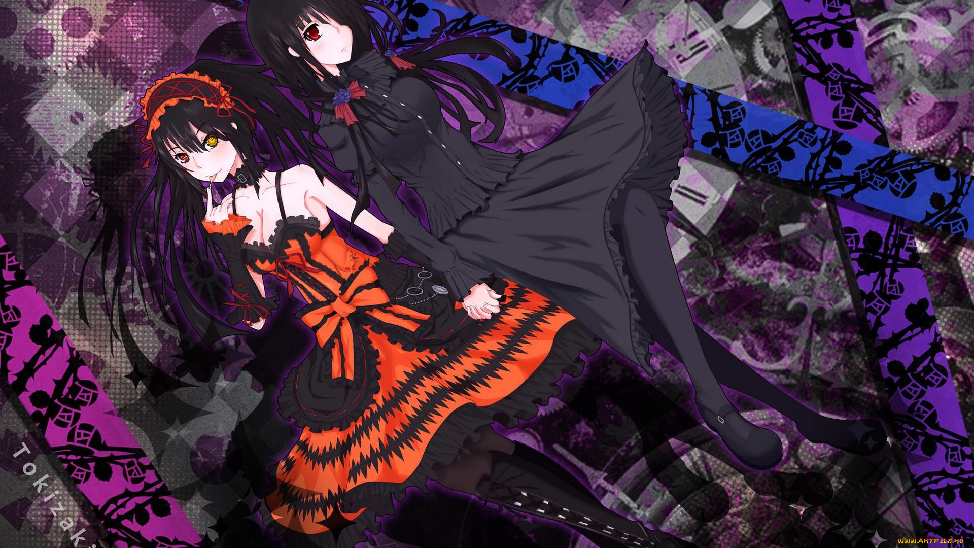 аниме, date, a, live, фон, взгляд, девушка