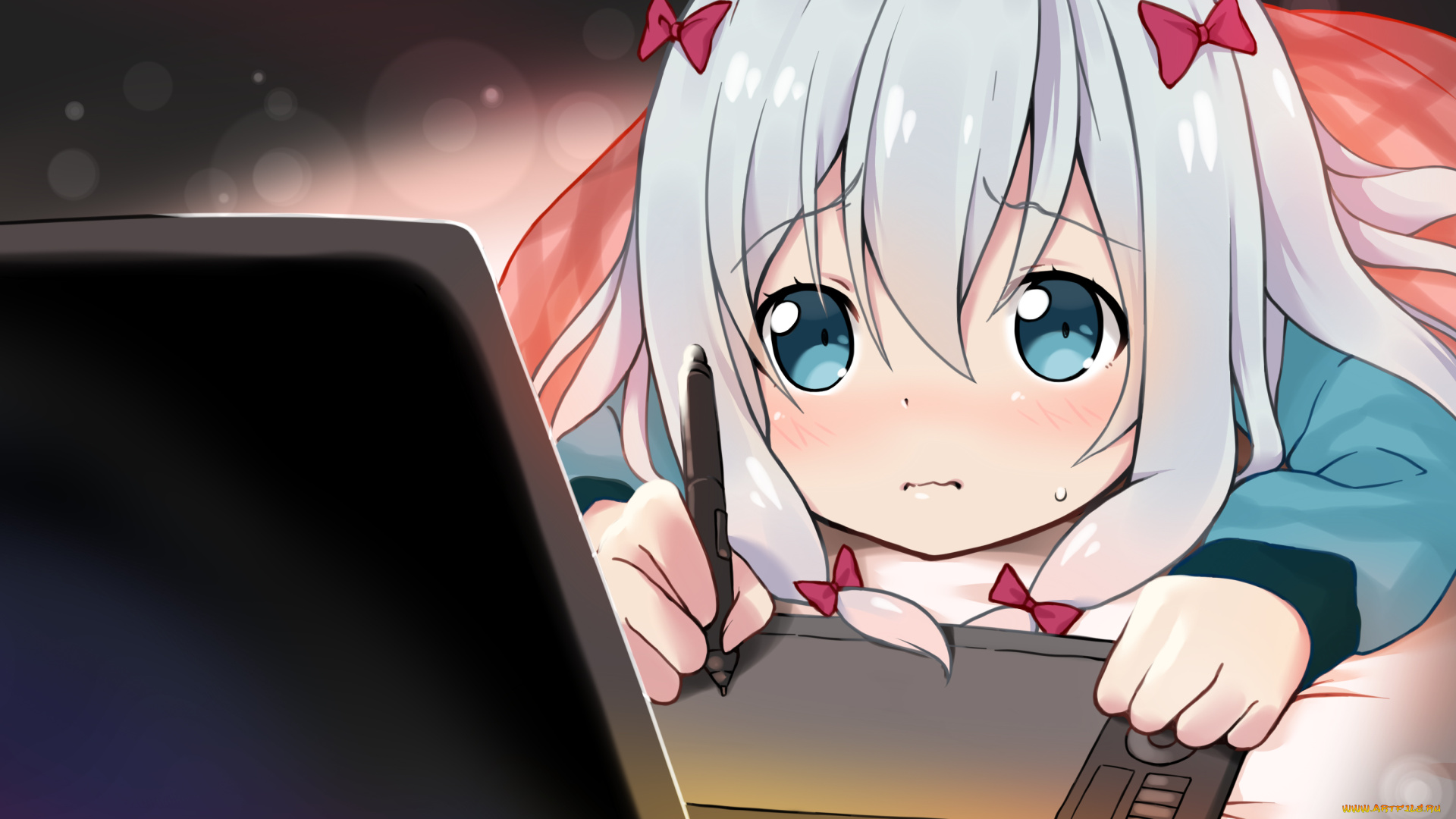 аниме, eromanga-sensei, фон, взгляд, девушка