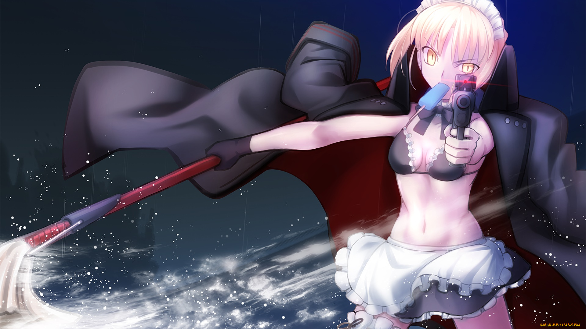 аниме, fate, stay, night, взгляд, девушка, фон