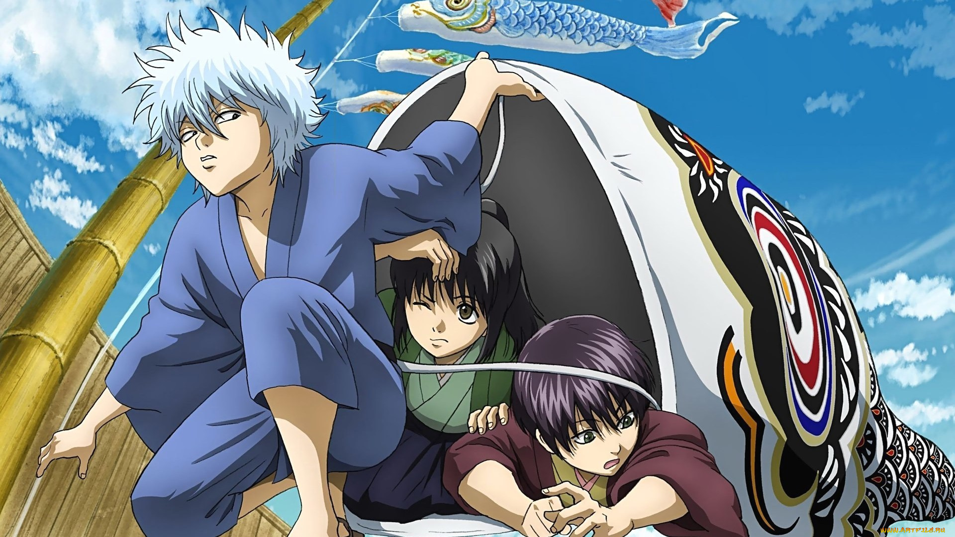 аниме, gintama, парни, группа, арт