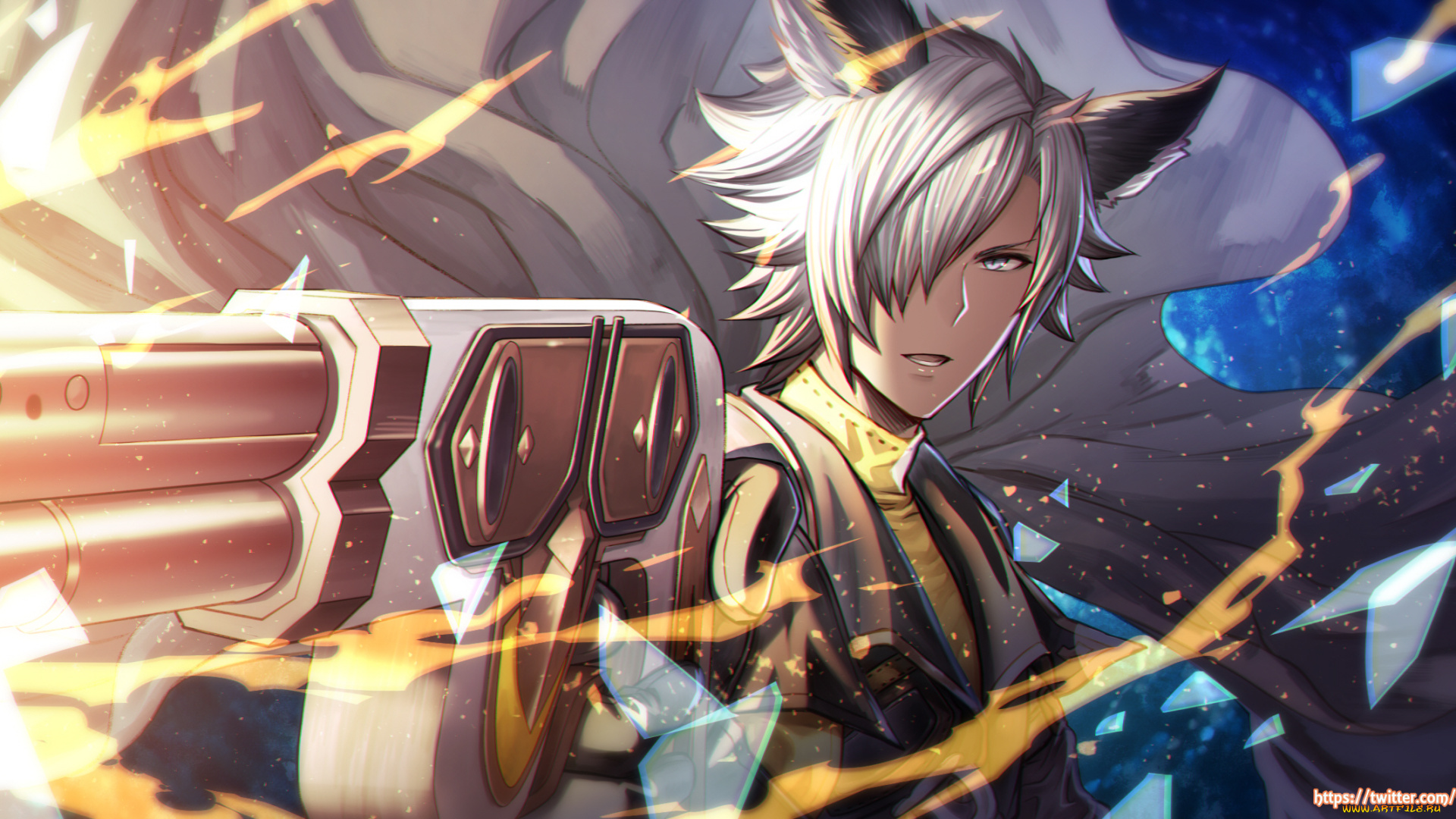 аниме, granblue, fantasy, оружие, парень