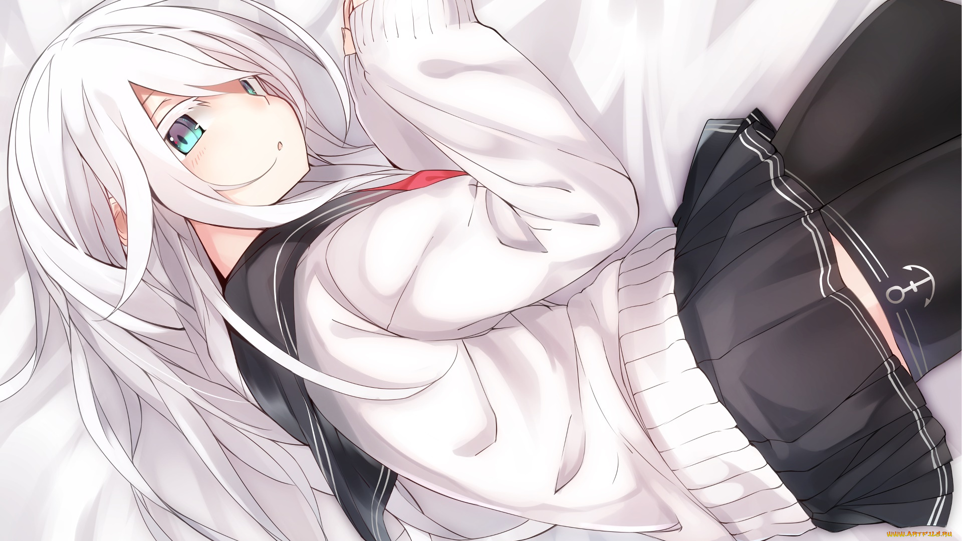 аниме, kantai, collection, девушка, взгляд, фон